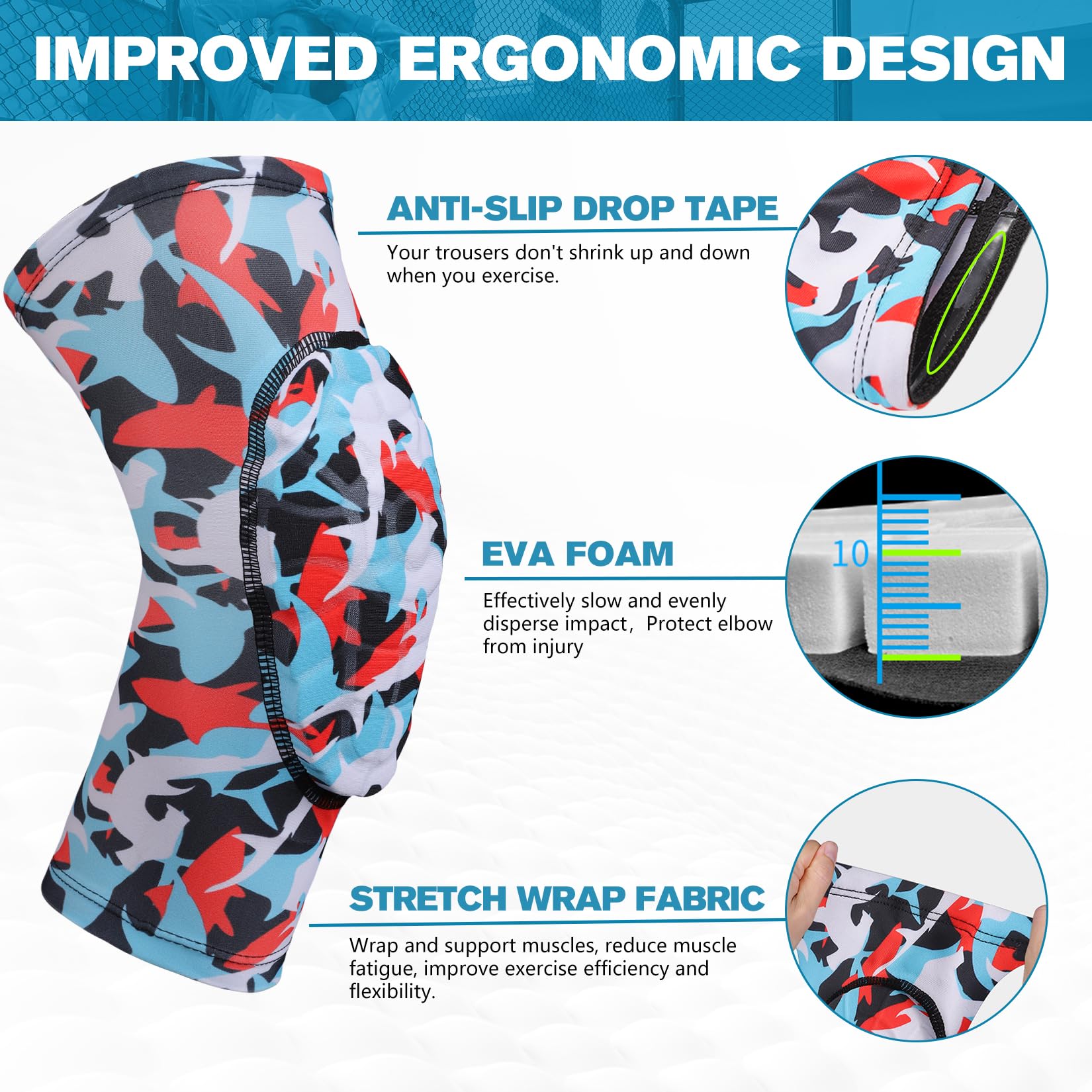 Elbow Pads Compression Sleeves for Basketball, Football, Baseball & Volleyball - Protective Arm Support for Sports & Workout (Ideal for Gym, Training & Injury Recovery)