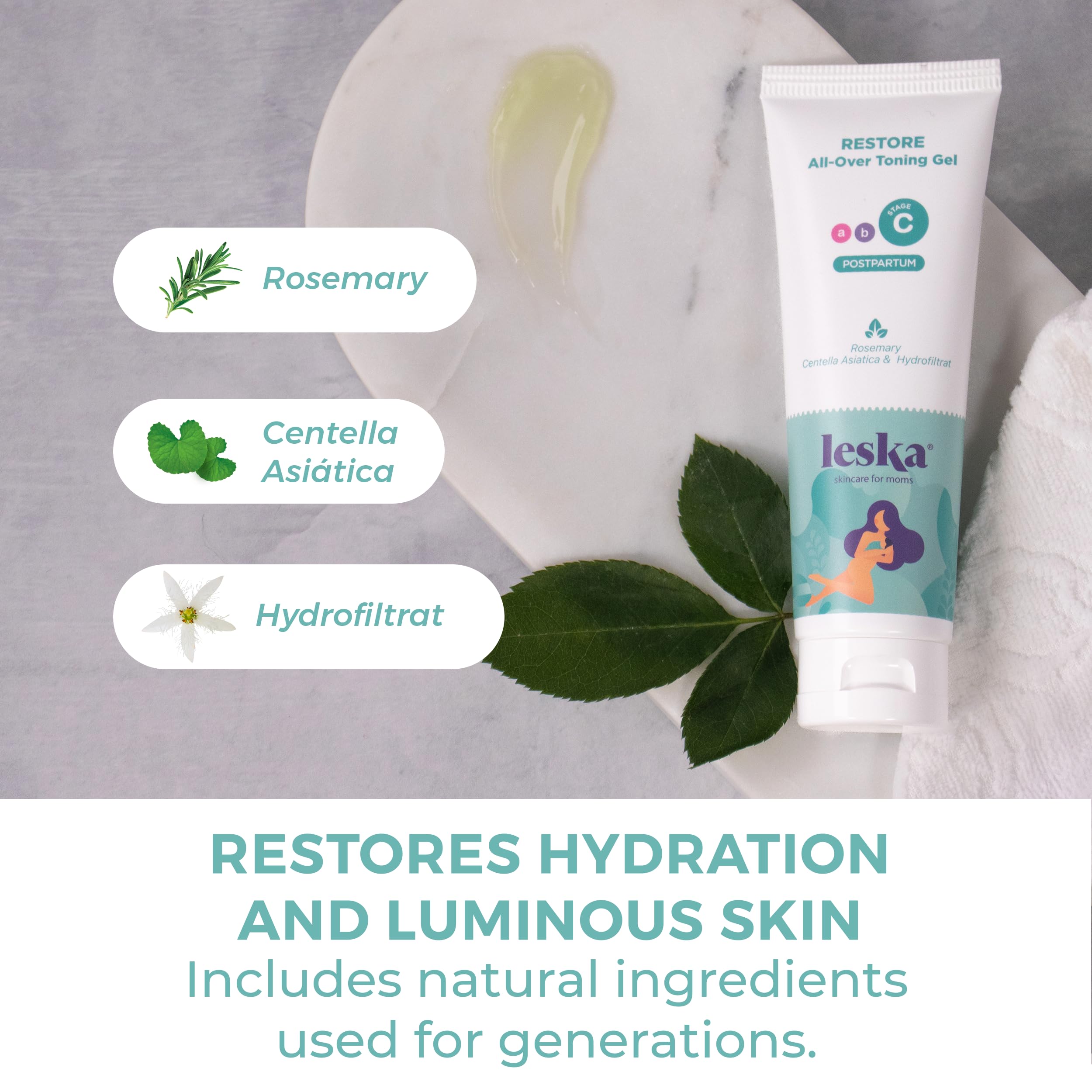 Leska Maternity Stage C Postpartum Recovery Set - 2-Pack All-Over Toning Gel (4oz Each) | Complete 3-Step Pregnancy Skin Care System | Firming & Hydrating for Post-Baby Body | Perfect for New Moms Seeking Post-Delivery Skin Tightening & Stretch Mark Care