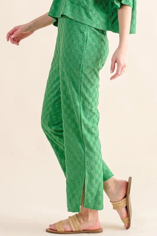 Stylish Brushed Texture Checkerboard Pattern Casual Pants for Men & Women - Perfect for Everyday Wear, Office & Weekend Outings