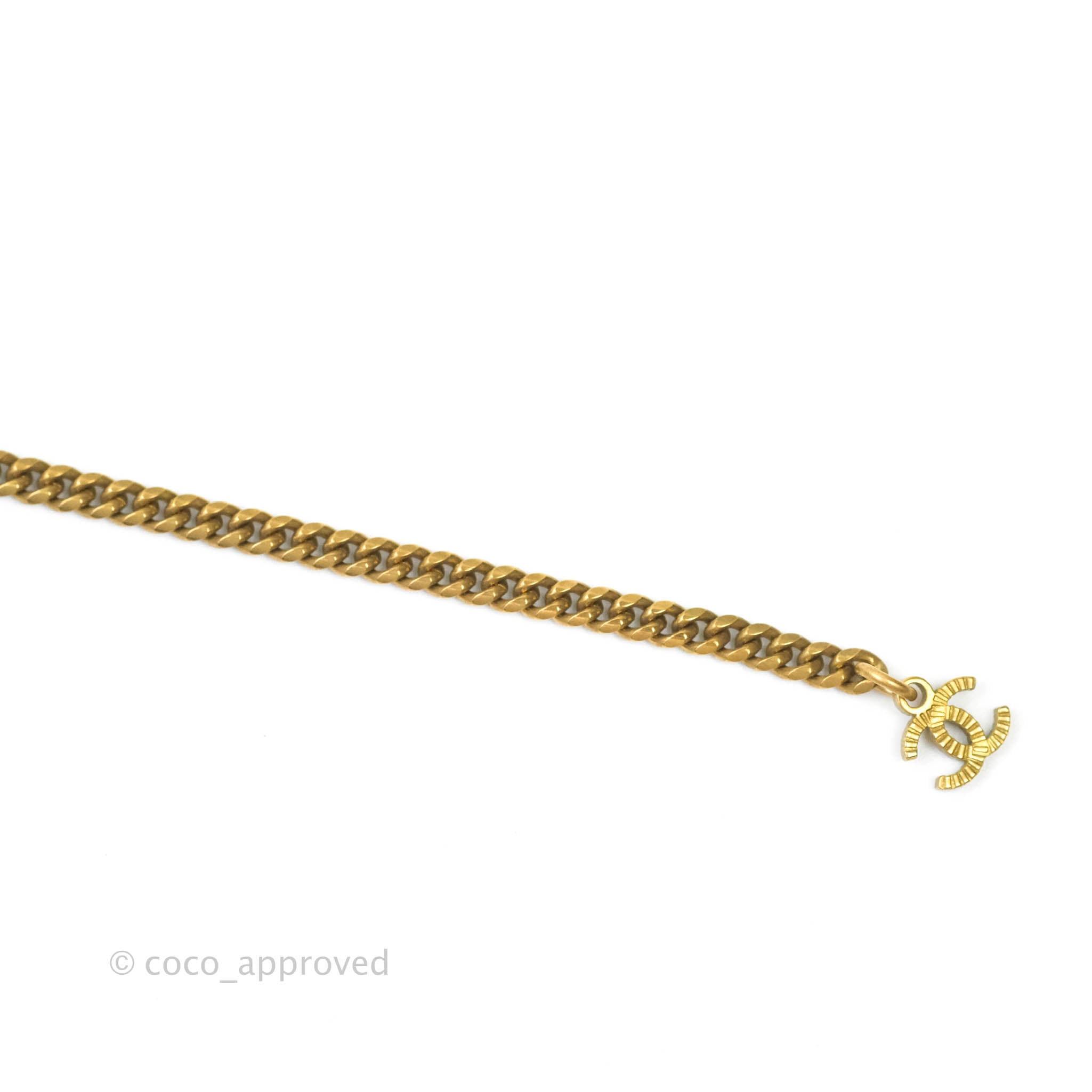 Chanel CC Crystal Pendant Chain Necklace in Matte Gold Tone - Elegant 21C Collection for Women | Perfect for Evening Parties, Weddings & Special Occasions