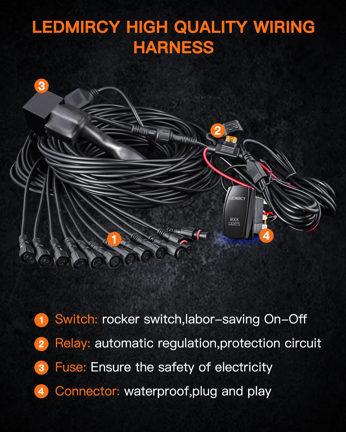 R1 Pure White LED Rock Lights Kit - 12PCS High Power Waterproof Underglow Lights with Roker Switch & Wire Harness for Trucks, Off-Road ATV, UTV, SUV | Perfect for Night Off-Roading, Car Shows & Custom Vehicle Lighting