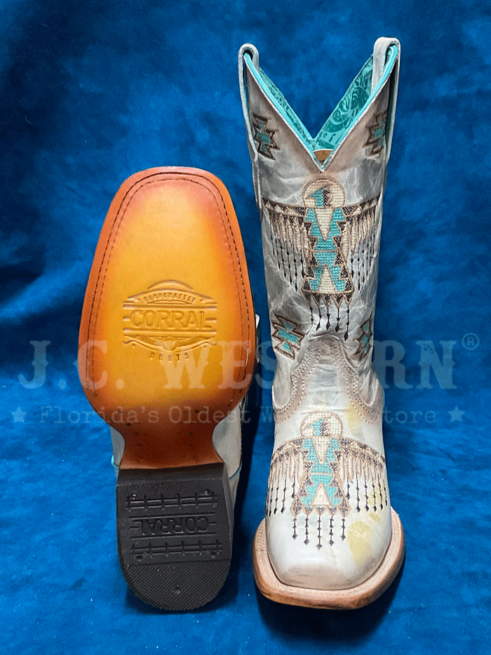 Corral Z5219 Women's Western Boots - Square Toe Embroidered Cowgirl Boots in Cream | Perfect for Rodeo, Country Dancing & Western Fashion
