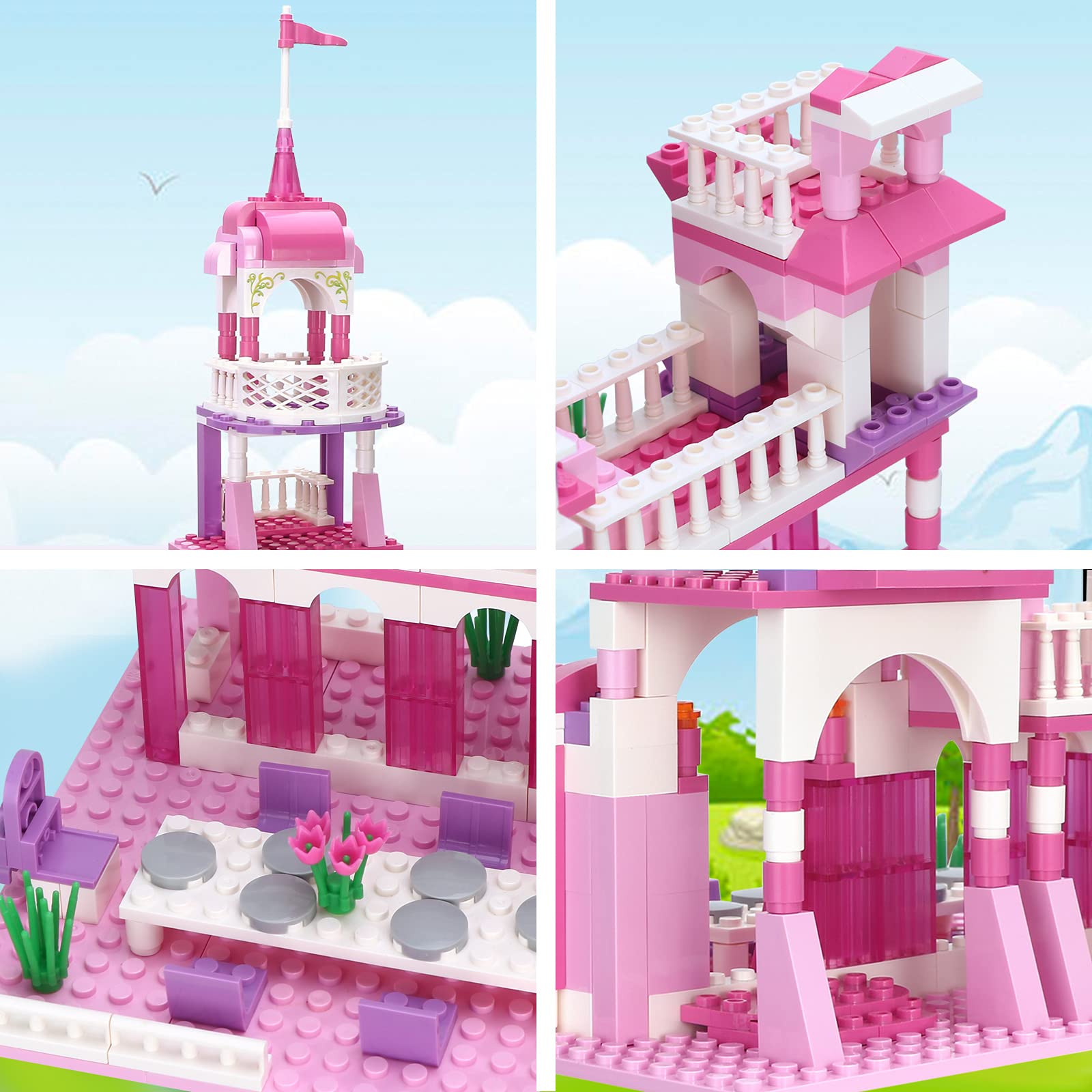 Princess Castle Building Blocks Set - 254 PCS Pink Palace & King's Banquet Bricks | STEM Educational Construction Toys for Girls Ages 6-12 | Creative Play, Birthday Gifts & Party Favors for Kids