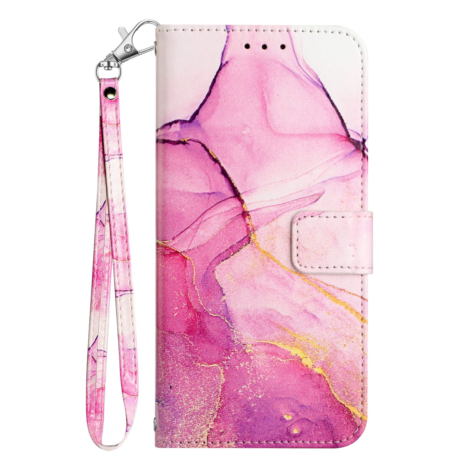 Skyhewen iPhone 15 Pro Case - Marble Design PU Leather Wallet Cover with Magnetic Clasp, Shockproof Flip Phone Case with Card Holder & Kickstand, TPU Inner Shell Bumper Protection for iPhone 15 Pro (Pink & Purple) - Perfect for Work, Travel & Everyday Use