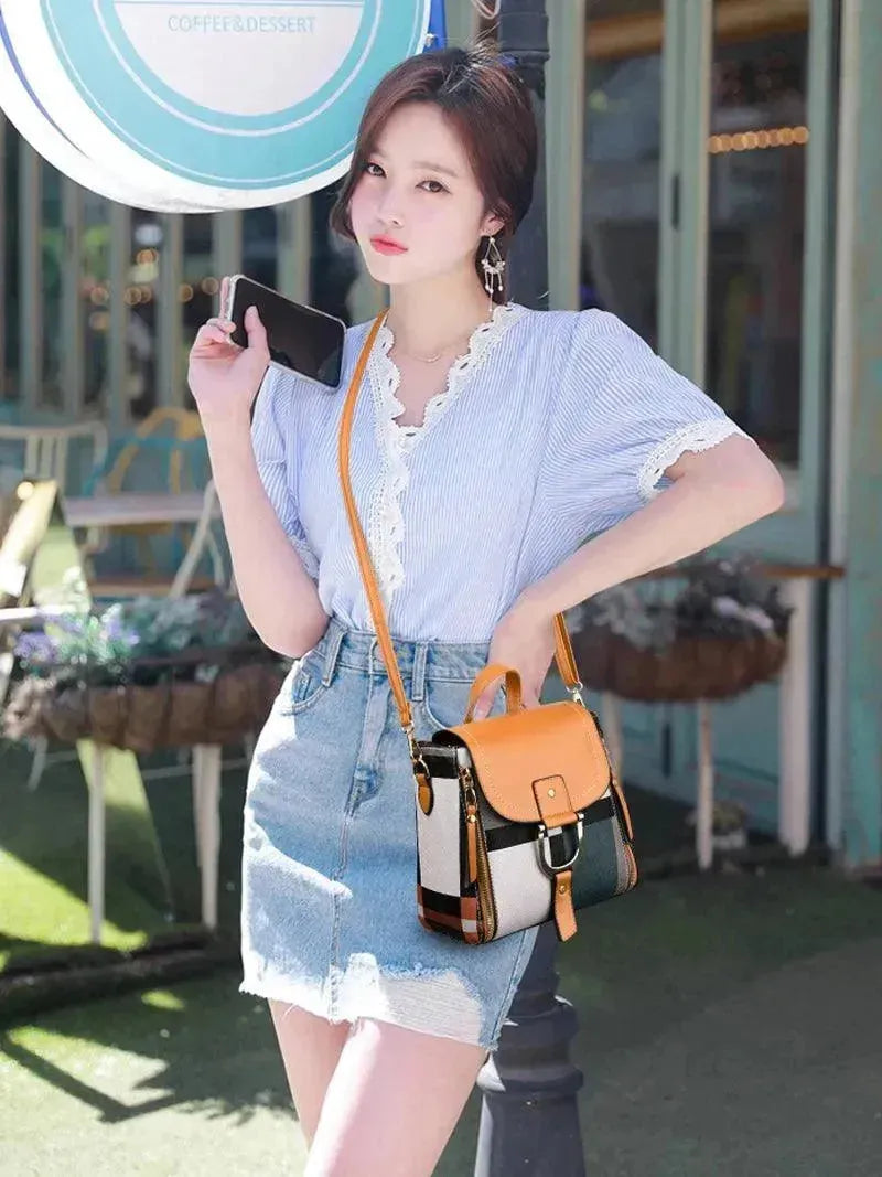 Stylish Plaid Casual Backpack Crossbody Bag for Women & Men - Perfect for Travel, School, Work and Daily Use