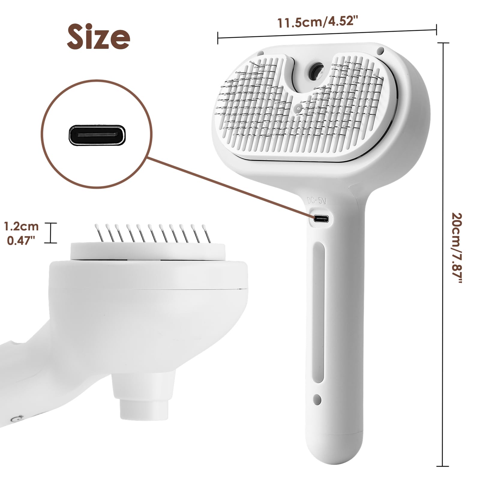 Rechargeable Pet Steam Brush for Cats & Dogs - Grooming Brush with Steam to Remove Static & Flying Hair | Easy to Clean & Use | Perfect for Home Pet Grooming & Shedding Control