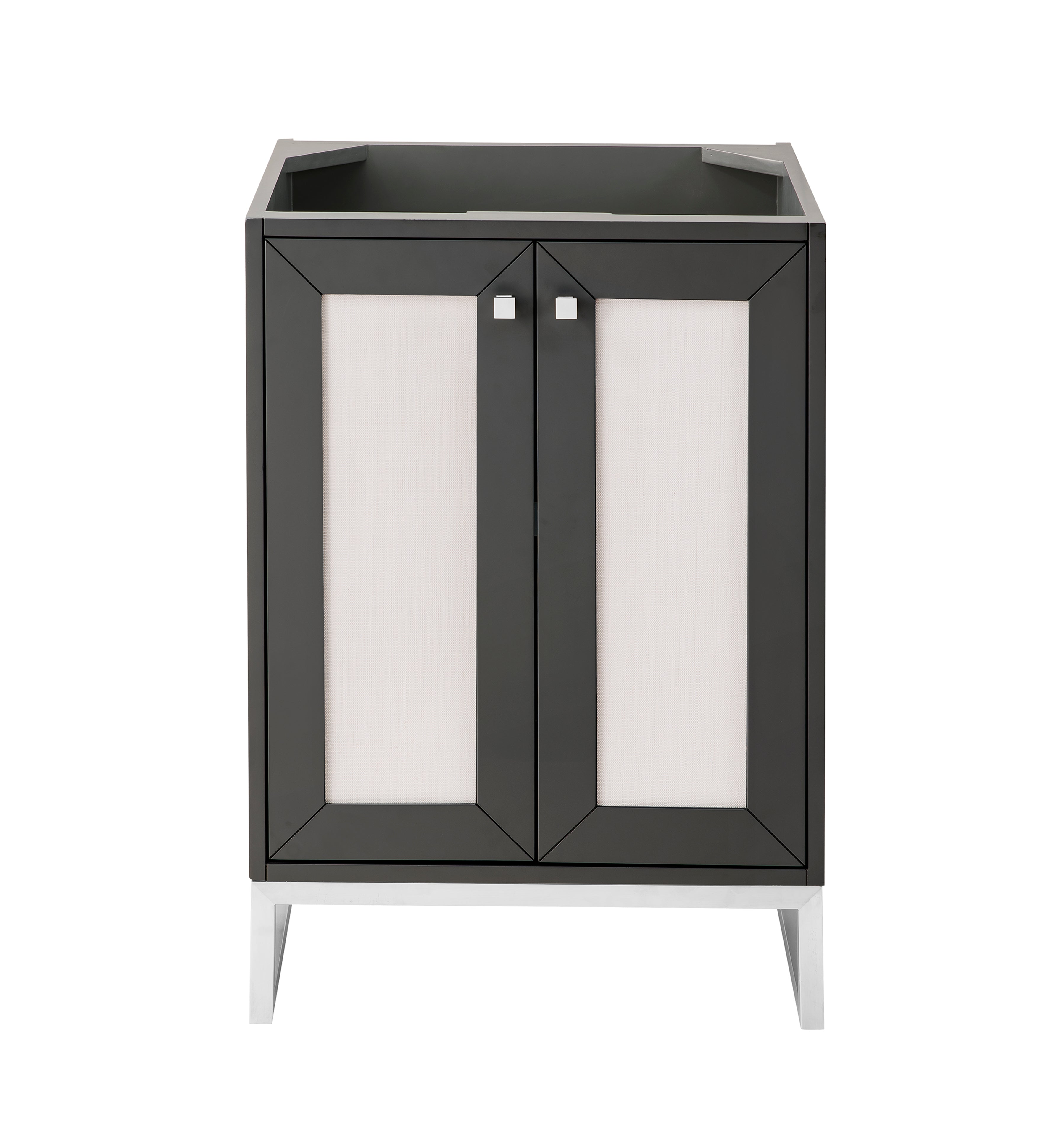 Chianti 24 Inch Single Vanity Cabinet with Soft Close Doors - Mineral Grey Finish & Brushed Nickel Hardware | Modern Bathroom Storage Solution for Small Spaces