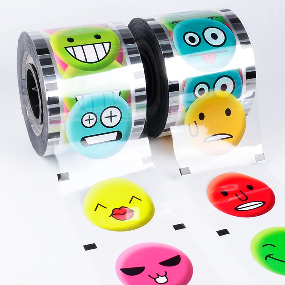 Premium PP Plastic Cup Sealer Film Roll - Clear & Smiling Face Printing, Healthy Material for Bubble Tea, Milk Tea, Coffee (3000 Cups, 90-95mm Diameter) - Perfect for Bubble Tea Shops, Cafes, and Takeout Businesses