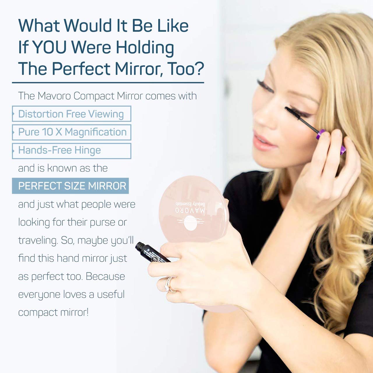 10x Magnifying Compact Mirror - Travel Makeup Mirror for Purse, Distortion Free & Portable, Perfect for On-the-Go Touch Ups (Millennial Pink)