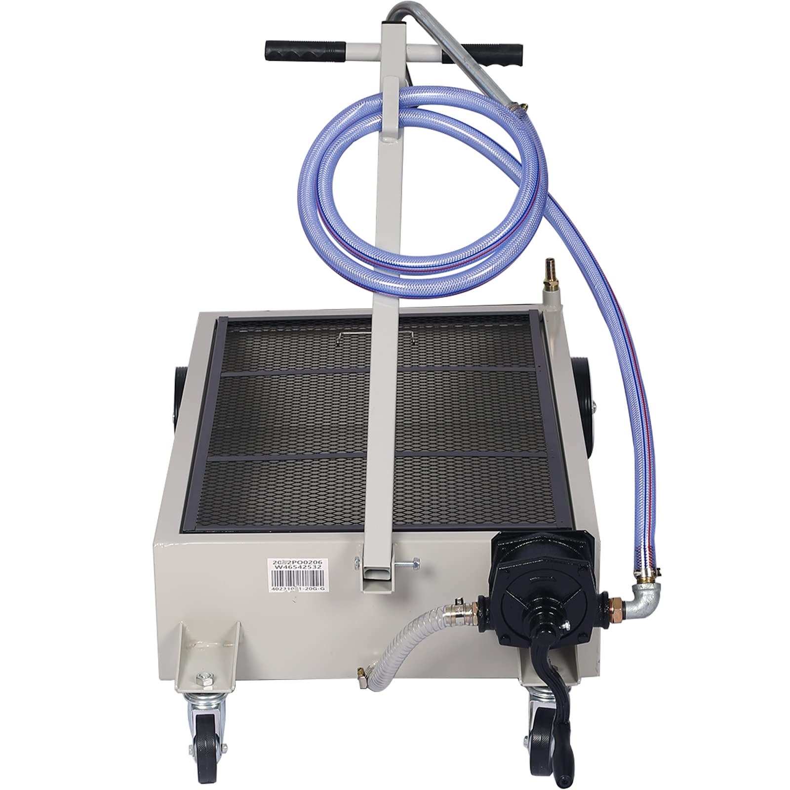 20 Gallon Oil Drain Pan with Hand Pump - Portable Low Profile Oil Change Tank for Cars, SUVs & Trucks - Large Capacity Oil Drain Pan with Hose & Swivel Caster Wheels - Perfect for DIY Auto Maintenance & Professional Garage Use