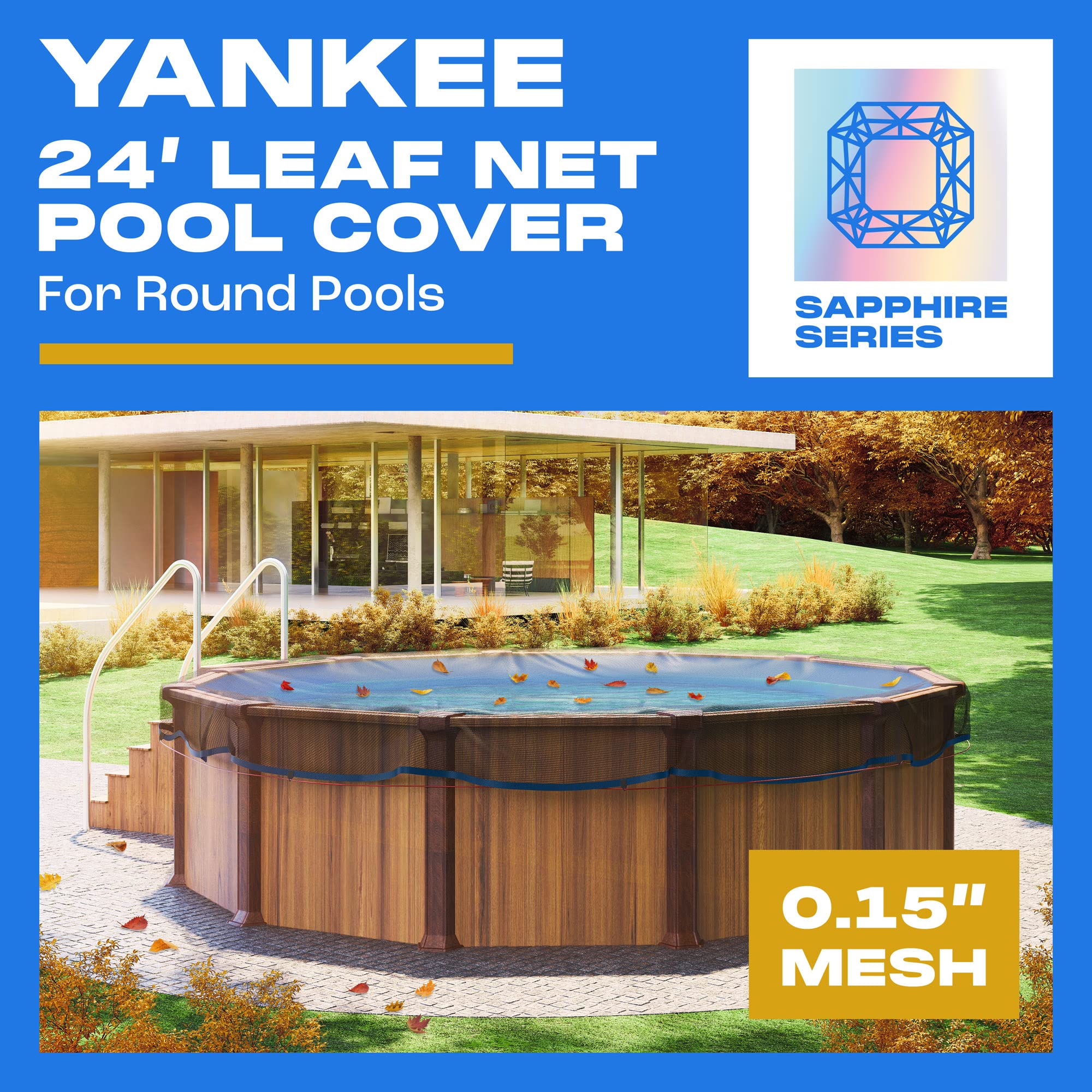Heavy-Duty 24 Ft Round Above Ground Pool Leaf Net Cover - 0.15