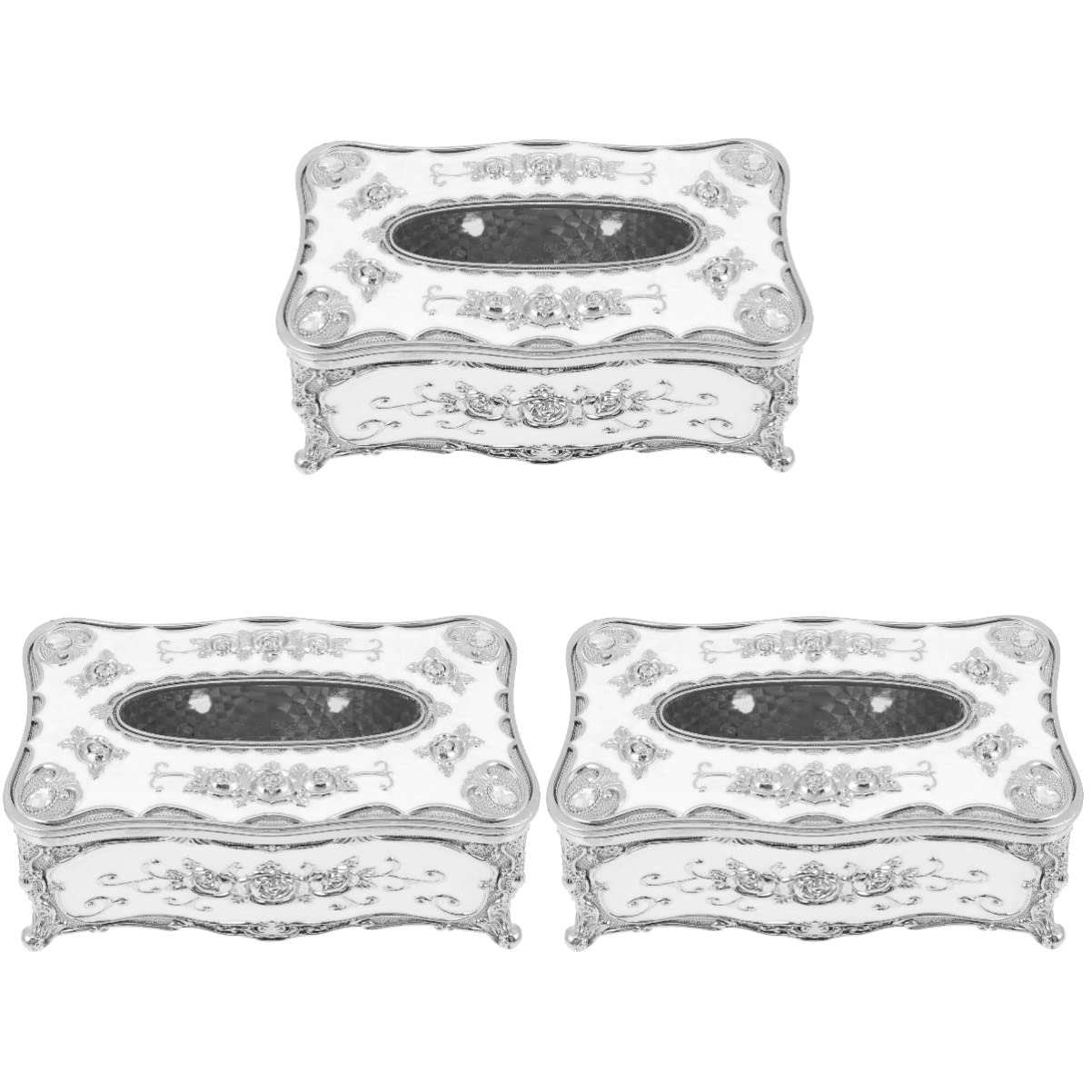 Vintage Retro Tissue Box Cover Set of 3 - Decorative Rectangular Tissue Dispenser Holder for Living Room, Bedroom & Bathroom - FRCOLOR Home Decor Accessories