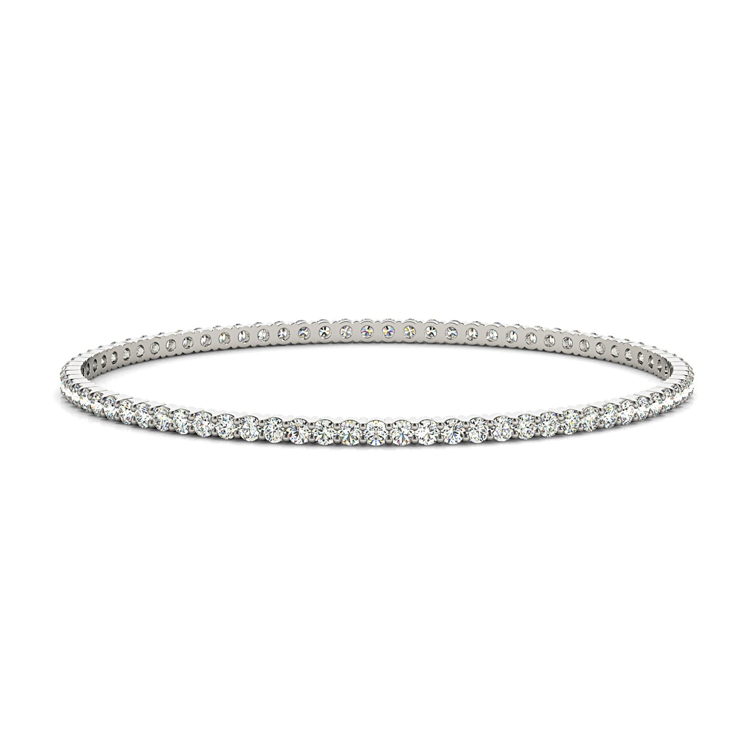 1.75 Carat Diamond Eternity Bangle Bracelet for Women - 14K White Gold Wedding Anniversary Gift - Perfect for Special Occasions & Evening Events