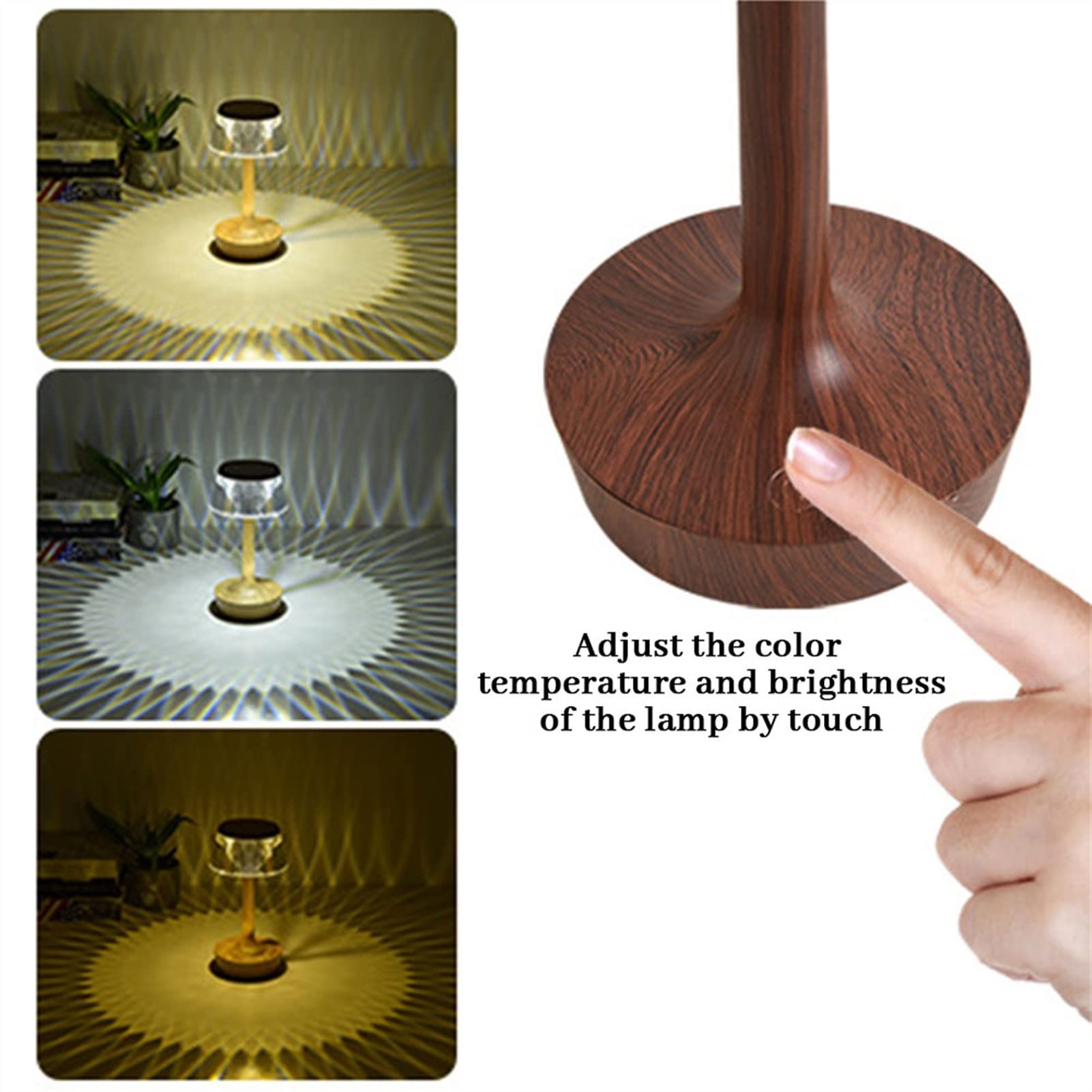 Mushroom Crystal Table Lamp - USB Touch Switch LED Night Light for Bedroom, Bedside, Desk - Farmhouse Decor with Black Lampshade - Perfect for Reading, Relaxing & Creating Cozy Atmosphere