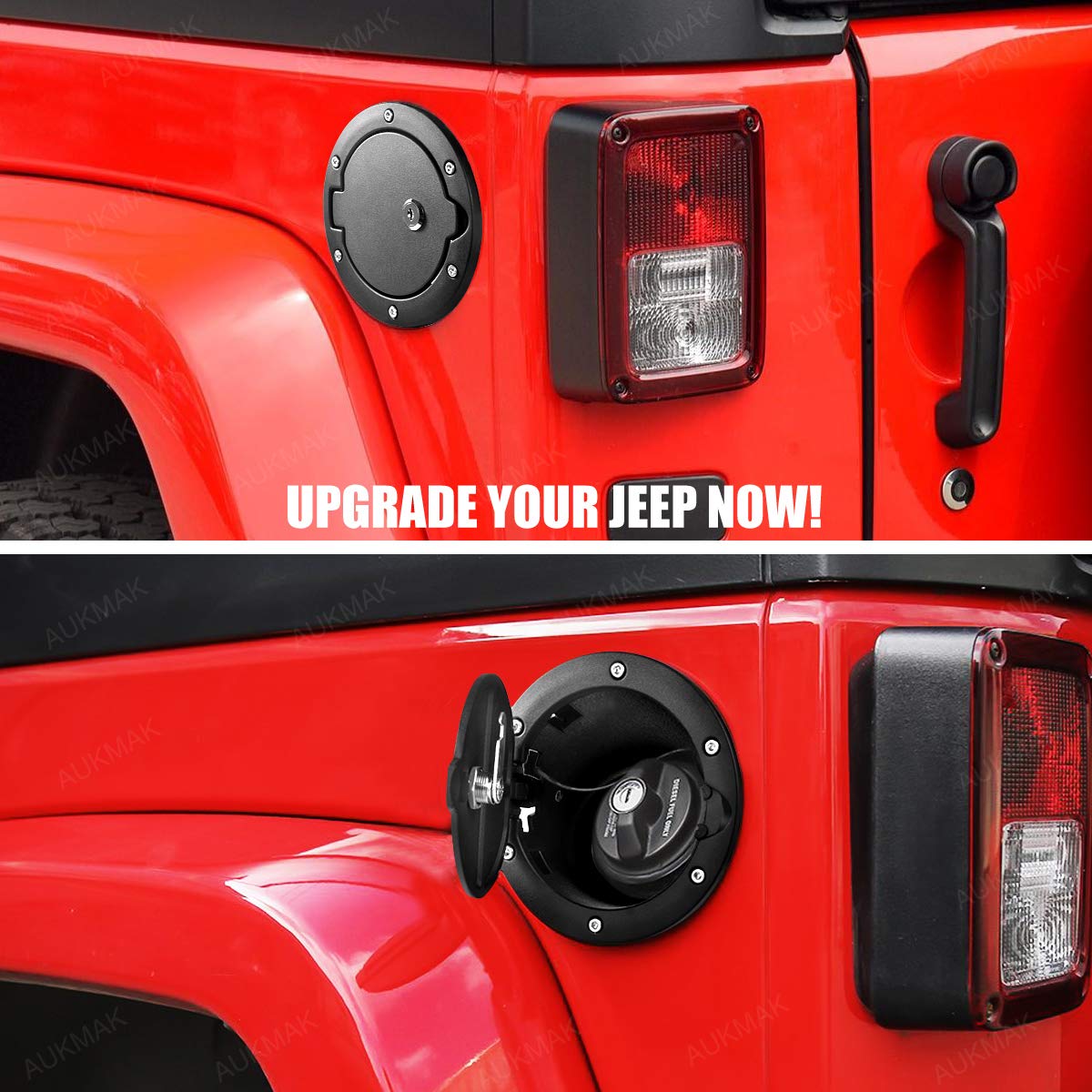 Jeep Wrangler Fuel Filler Door Locking Gas Tank Cap Cover - Compatible with 2007-2018 JK Unlimited Rubicon Sahara Models | Secure Anti-Theft Gas Cap Replacement | Perfect for Off-Roading & Daily Driving Protection