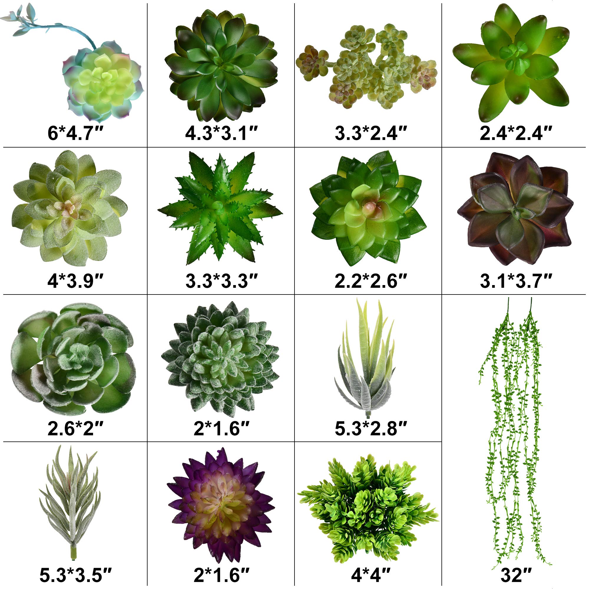 17 Pack Artificial Succulent Plants - Lifelike Fake Succulent Decor for Home & Office - Perfect for Table Centerpieces, Shelf Displays, Wedding Decor, and DIY Crafts