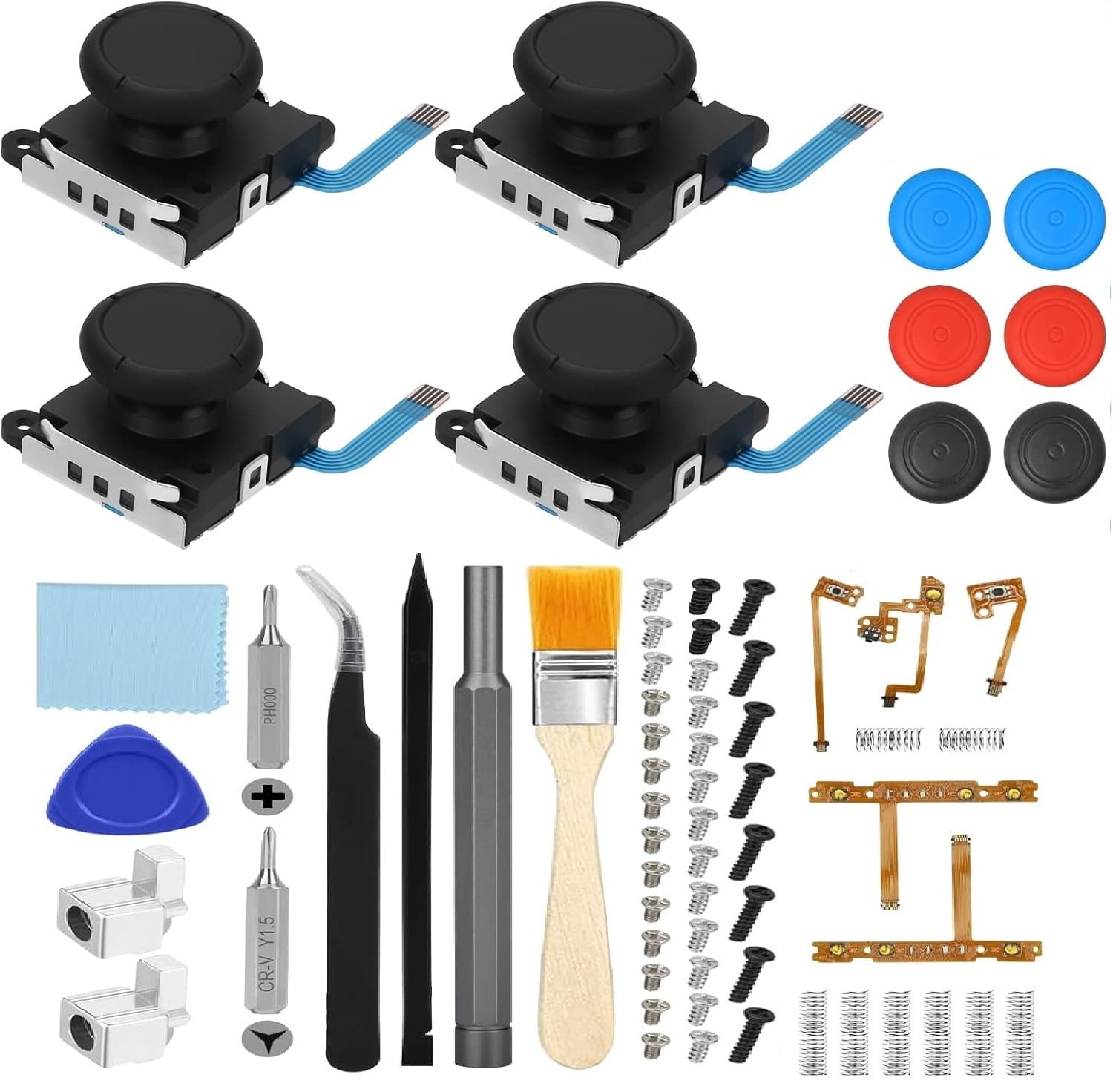 EEEKit 68 in 1 Nintendo Switch Joy-Con Repair Kit - 3D Left & Right Analog Joysticks Set with Screwdriver Opening Tool - Perfect for DIY Switch Controller Repairs & Maintenance