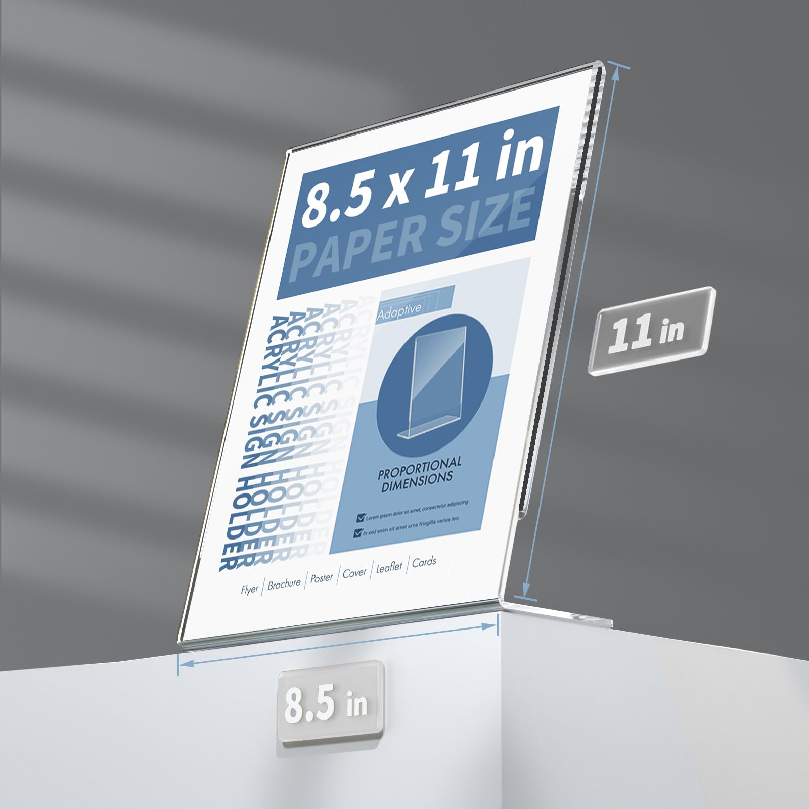 NIUBEE 12-Pack Clear Acrylic Sign Holders 8.5x11 - Slanted Back Vertical Picture Frames & Document Display Stands for Desktop Flyers, Menus, Photos | Perfect for Restaurants, Offices, Retail Stores