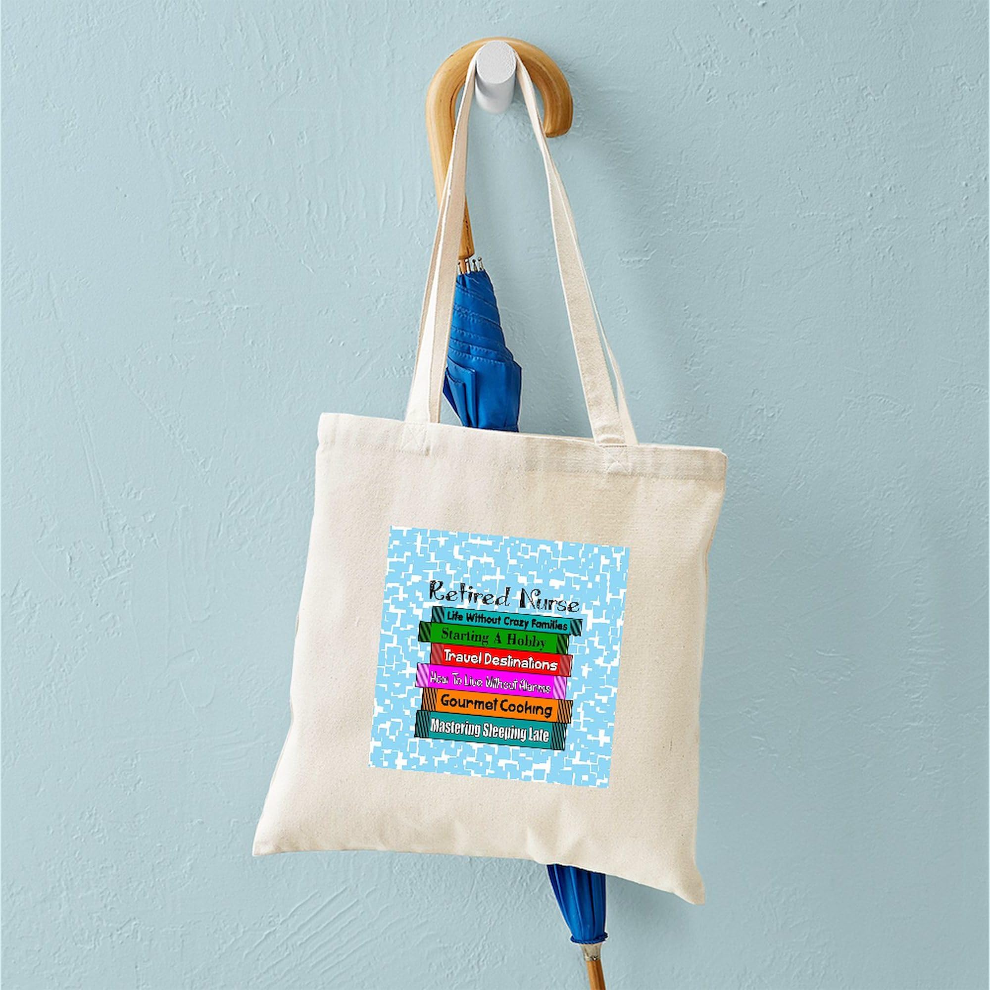 Retired Nurse Books Tote Bag - Natural Canvas Reusable Shopping Bag for Nurses & Book Lovers - Perfect for Work, Groceries & Library Visits