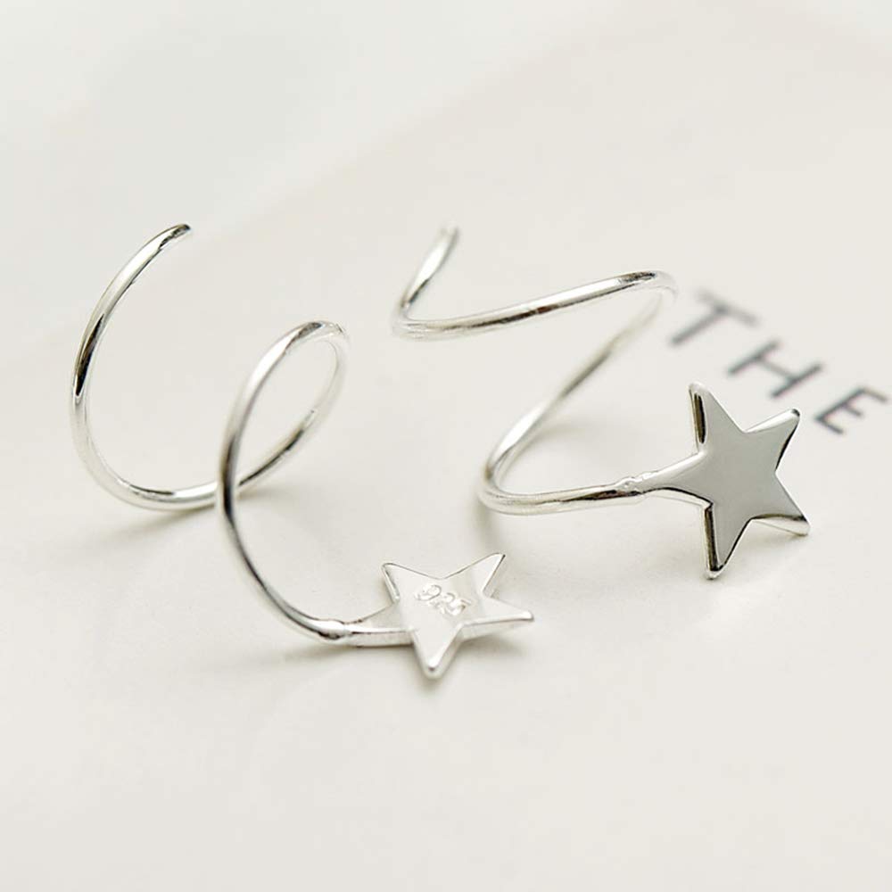 Hypoallergenic Sterling Silver Cartilage Ear Cuffs - Trendy Star Ear Wraps for Women & Teens | Perfect for Parties, Date Nights & Everyday Fashion