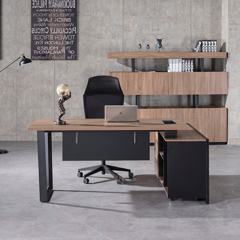 ADRIANO Executive Office Desk with Left Return - 160cm & 180cm Light Brown Wooden L-Shaped Desk for Home Office & Workspace