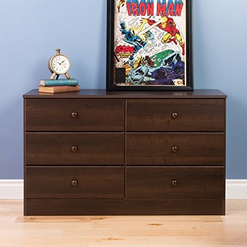**Home Square 3-Piece Bedroom Set - 2 Nightstands & 6-Drawer Double Dresser - Modern Furniture for Master Bedroom, Guest Room, or Apartment**
