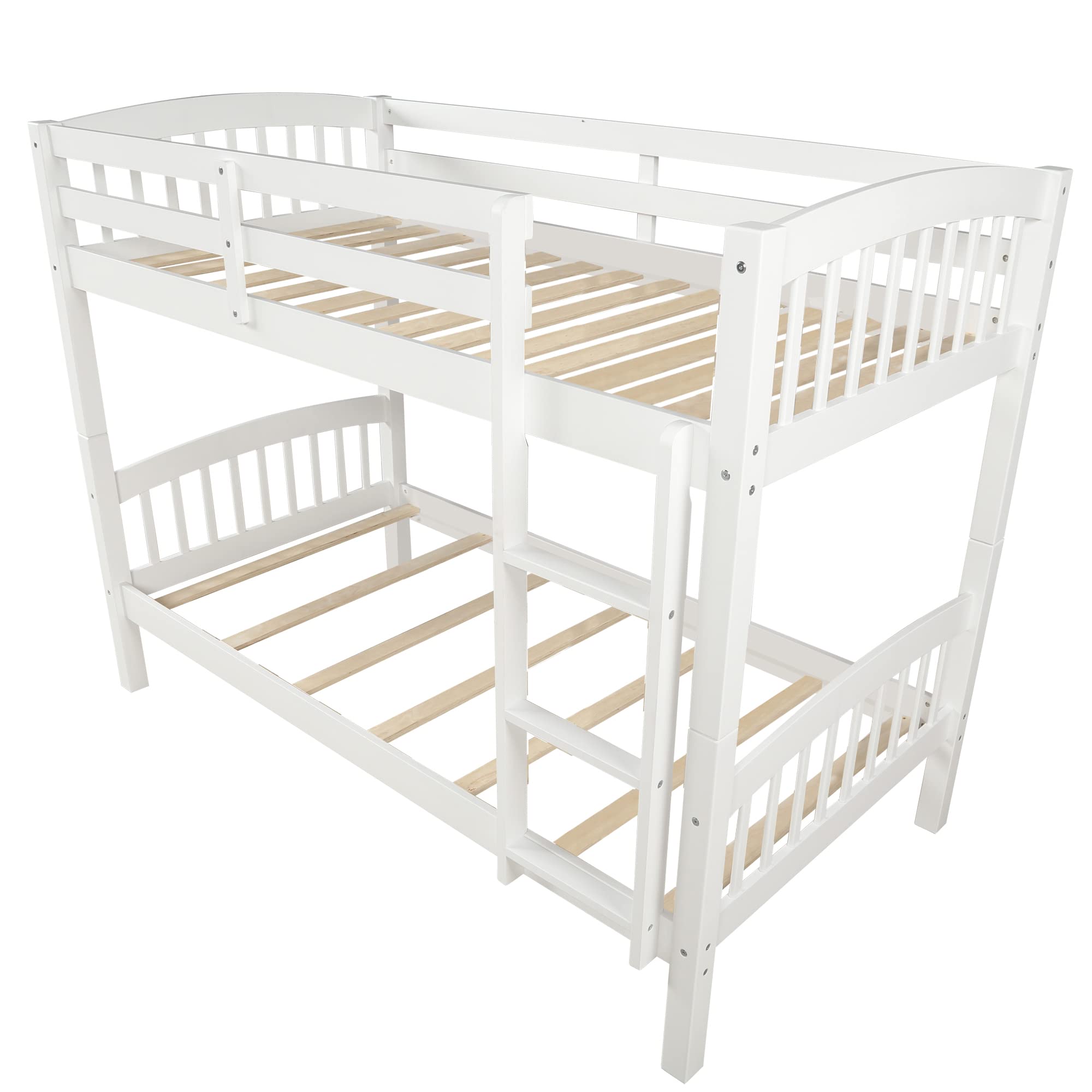 Solid Wood Twin Over Twin Bunk Bed Frame with Ladder for Kids & Teens | Space-Saving Kids' Bedroom Furniture for Siblings or Sleepovers