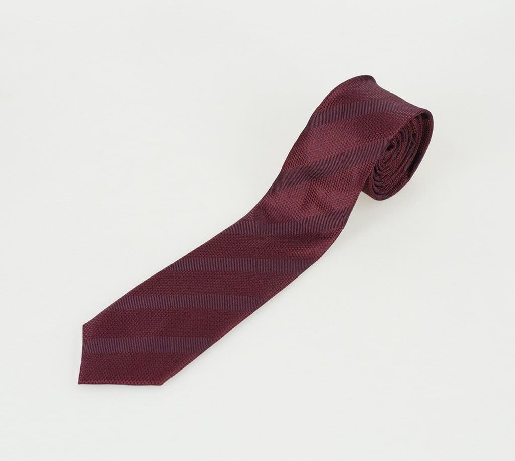 Cavani Men's Wine Striped Necktie Set - Elegant Silk Tie for Business, Wedding & Formal Occasions