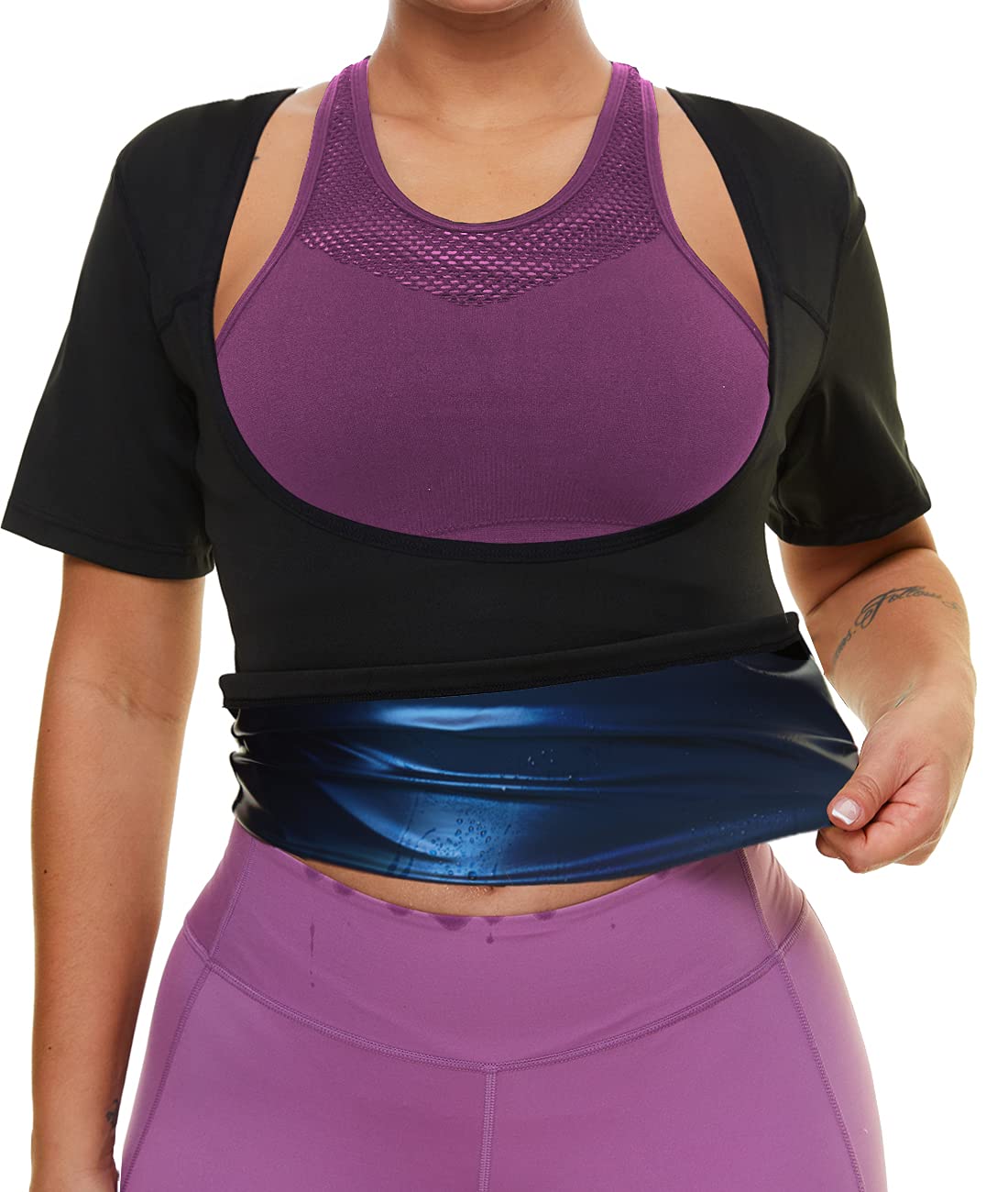 Women's Sweat Vest for Workout & Training - Thermo Body Shaper with Heat-Trapping Polymer Technology | Sauna Suit with Sleeves for Gym, Running & Weight Loss