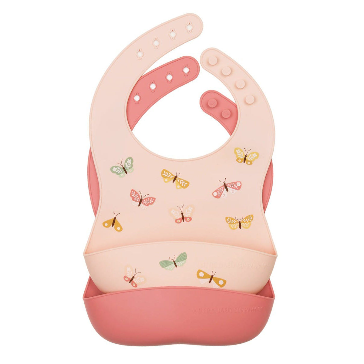 A Little Lovely Company 2-Pack Silicone Baby Bibs with Butterfly Design - Soft, Waterproof Drool Bibs for Infants & Toddlers - Perfect for Feeding Time and Messy Play