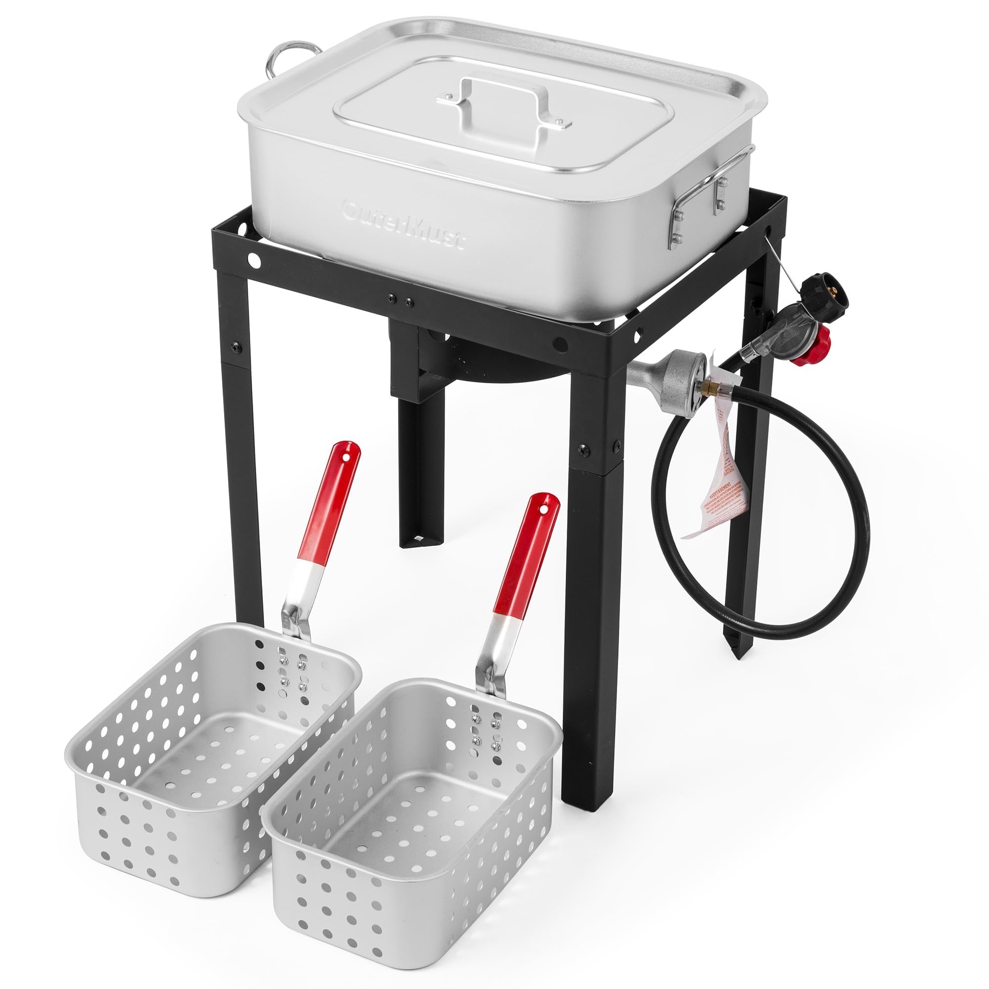 18QT Propane Deep Fryer 58K BTU with Baskets & Lid - Perfect for Outdoor Fish, Chicken Wings & Fries