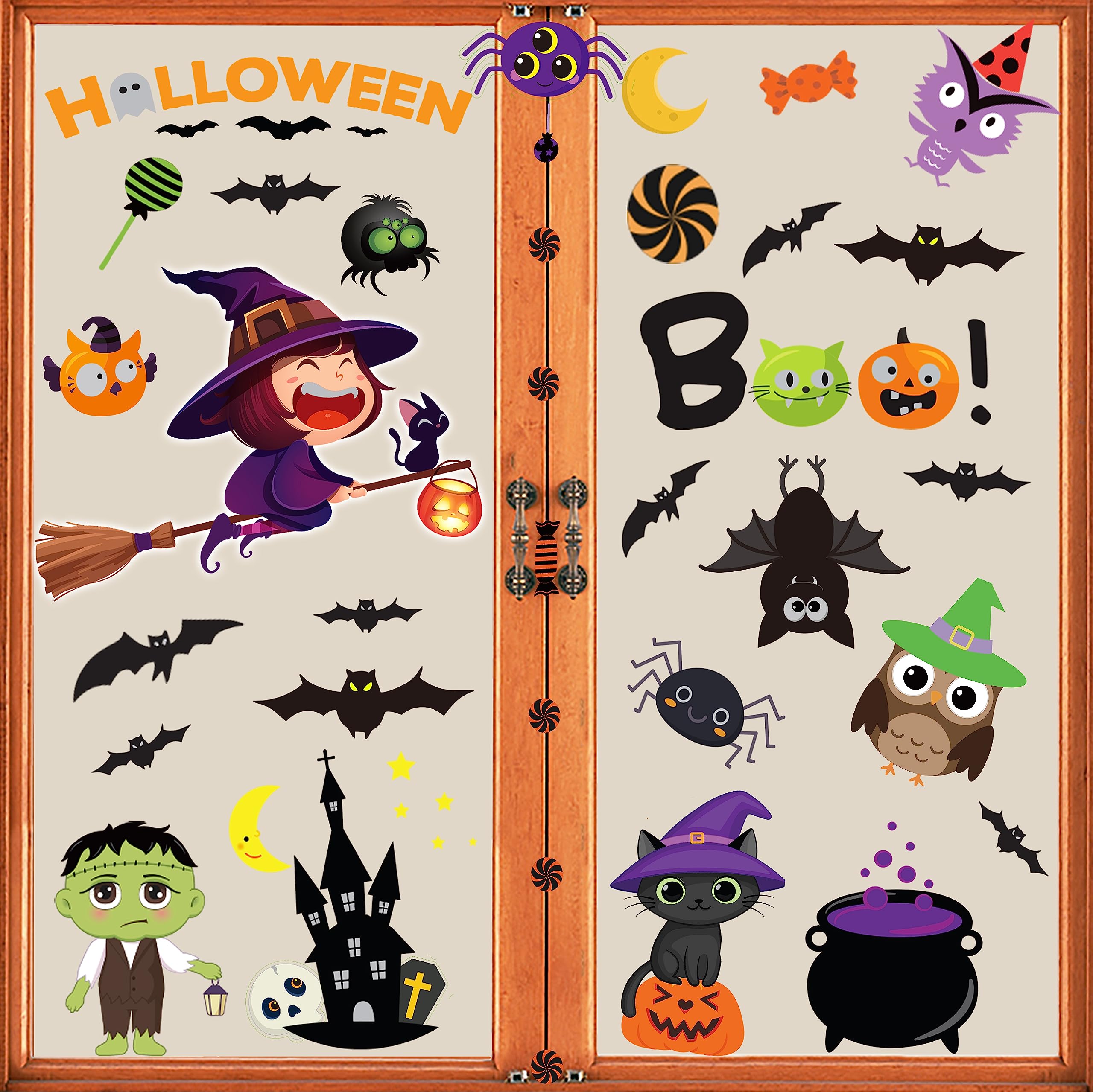 88 PCS Halloween Window Clings - Cute Pumpkin Ghost Stickers for Window Decorations | Halloween Party, Home & Office Decoration