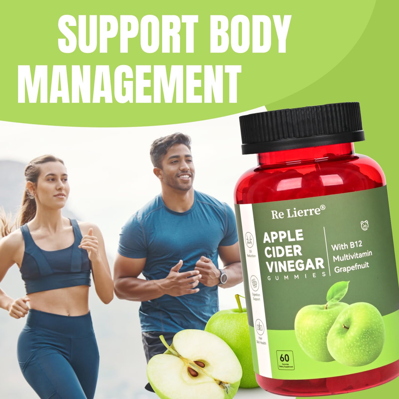 Organic Apple Cider Vinegar Gummies with Vitamin B12 & Multivitamins - Non-GMO Vegan Supplement for Men & Women - Supports Energy, Digestion & Gut Health - 120 Count (60+60 Gummies) - Perfect for Daily Wellness & Immune Support
