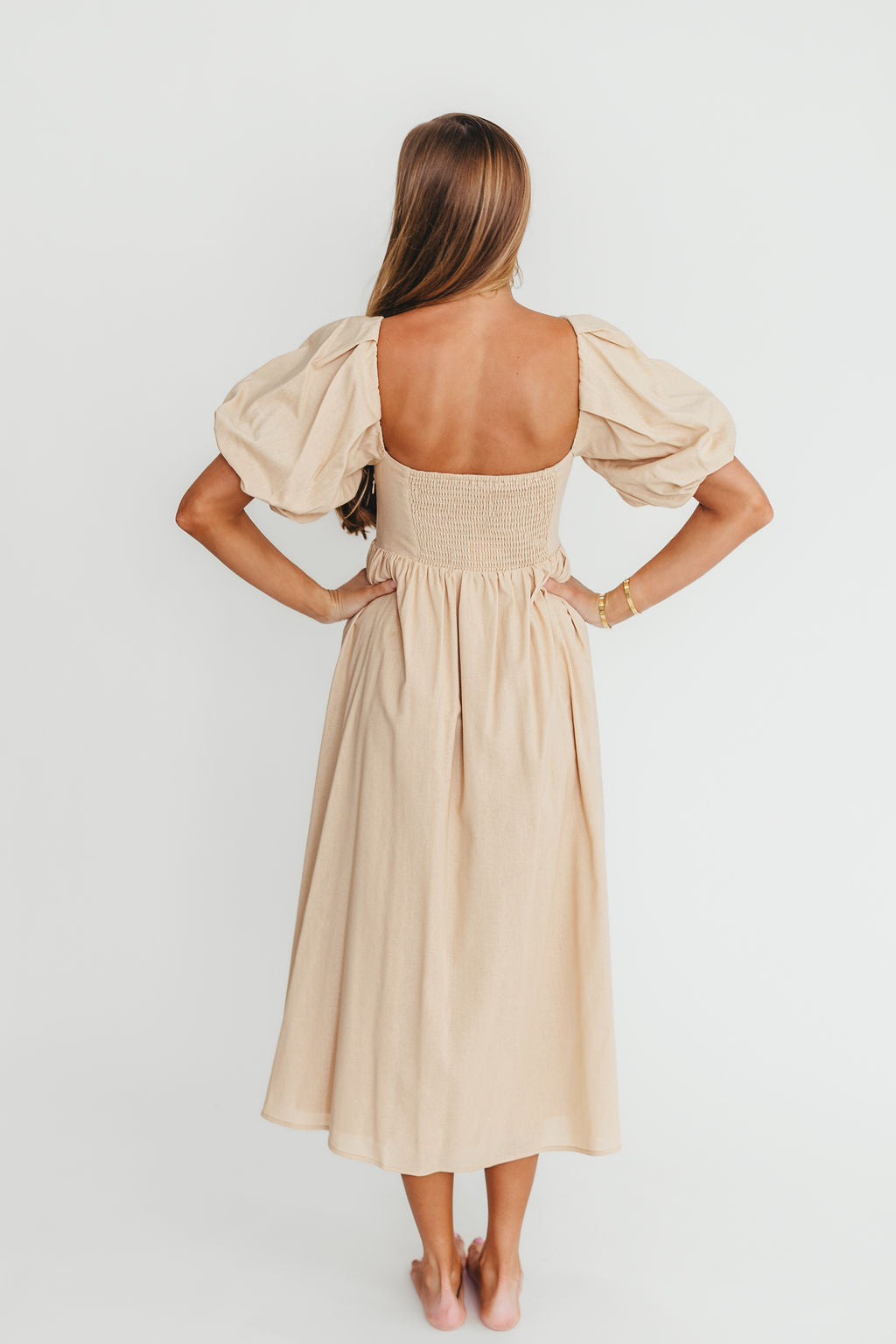 Hamilton Midi Dress in Taupe - Bump Friendly Maternity Dress (Sizes S-2XL) | Perfect for Pregnancy, Baby Showers & Special Occasions