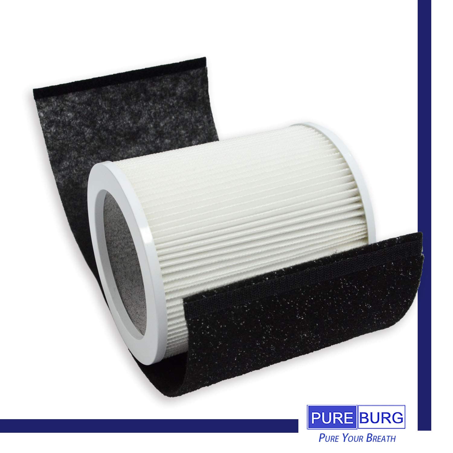 PUREBURG Replacement Filter Set for Hunter HP400 Cylindrical Tower Air Purifier - H13 True HEPA + 4 Activated Carbon Pre-Filters | Dust, VOCs, Pet Dander Removal | Ideal for Home, Office, Bedroom & Allergy Relief