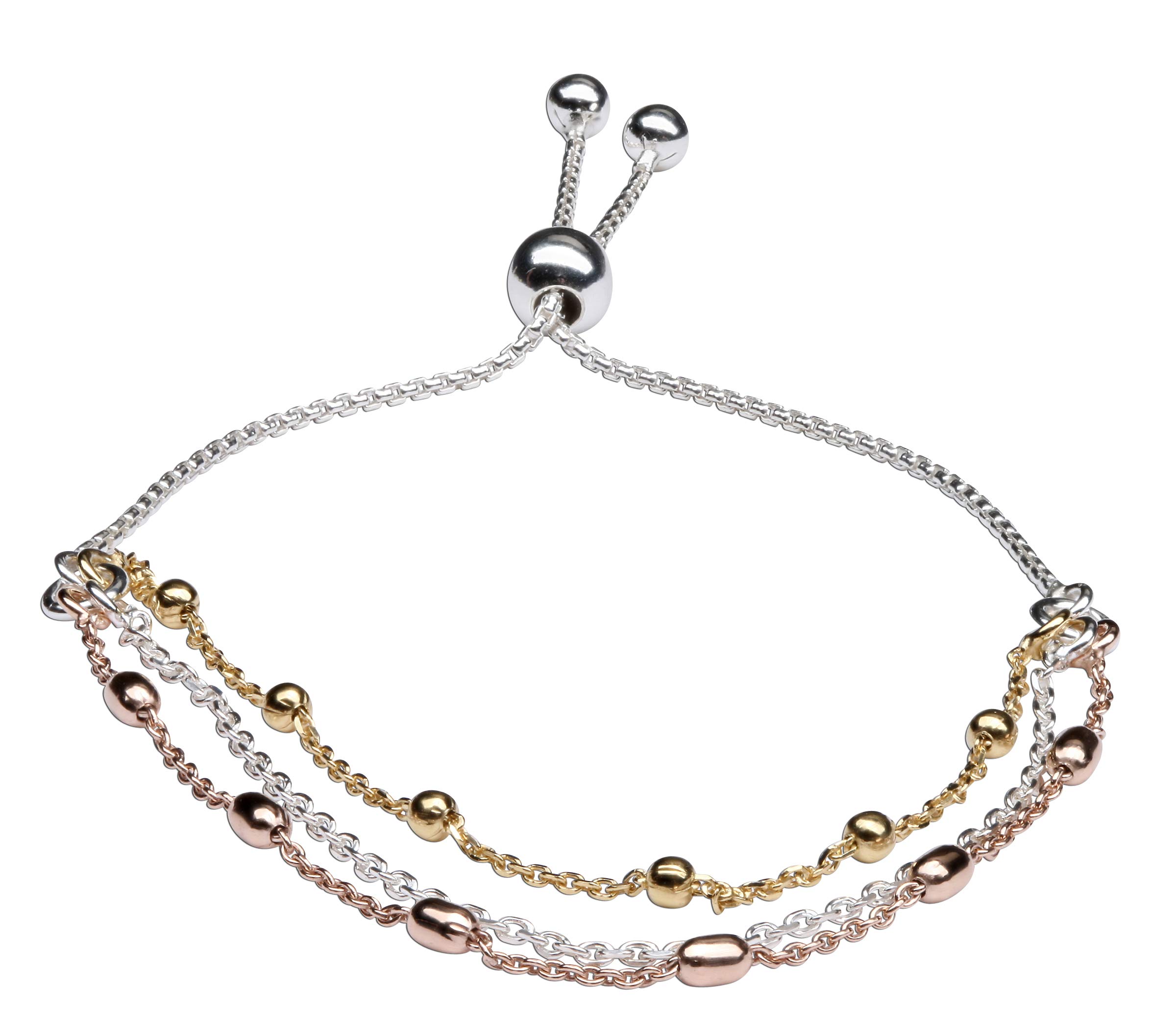 Cherished Moments Sterling Silver & Gold Plated Adjustable Stackable Bolo Bracelets for Women & Teens (6