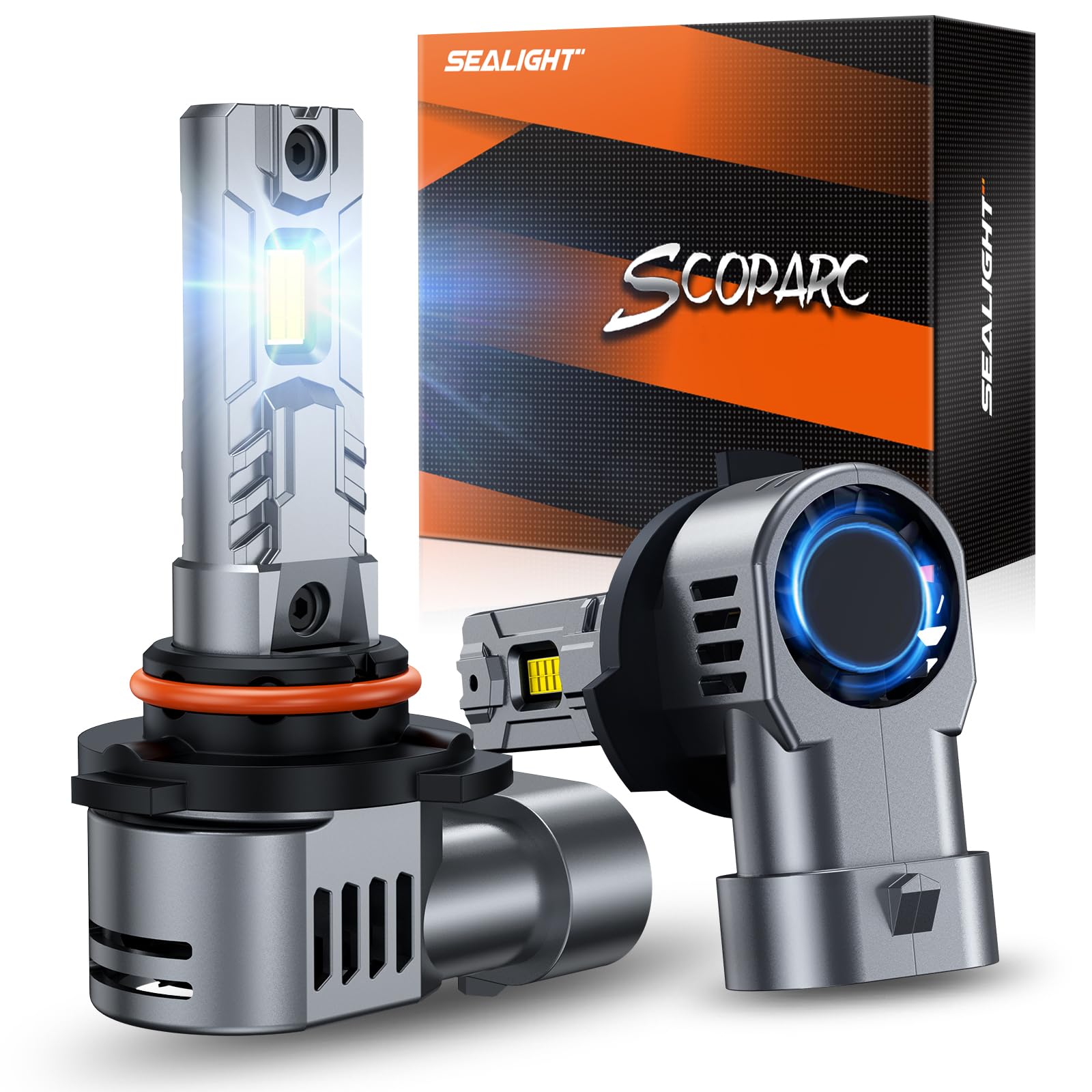 SEALIGHT 2024 Newest 9012/HIR2 LED Fog Light Bulbs - 20000LM 500% Brighter 6500K Cool White - 1:1 Mini Size with 14000RPM Cooling Fan - Halogen Replacement - Plug & Play (Pack of 2) - Perfect for Trucks, SUVs & Off-Road Vehicles in Foggy or Low Visibility Conditions