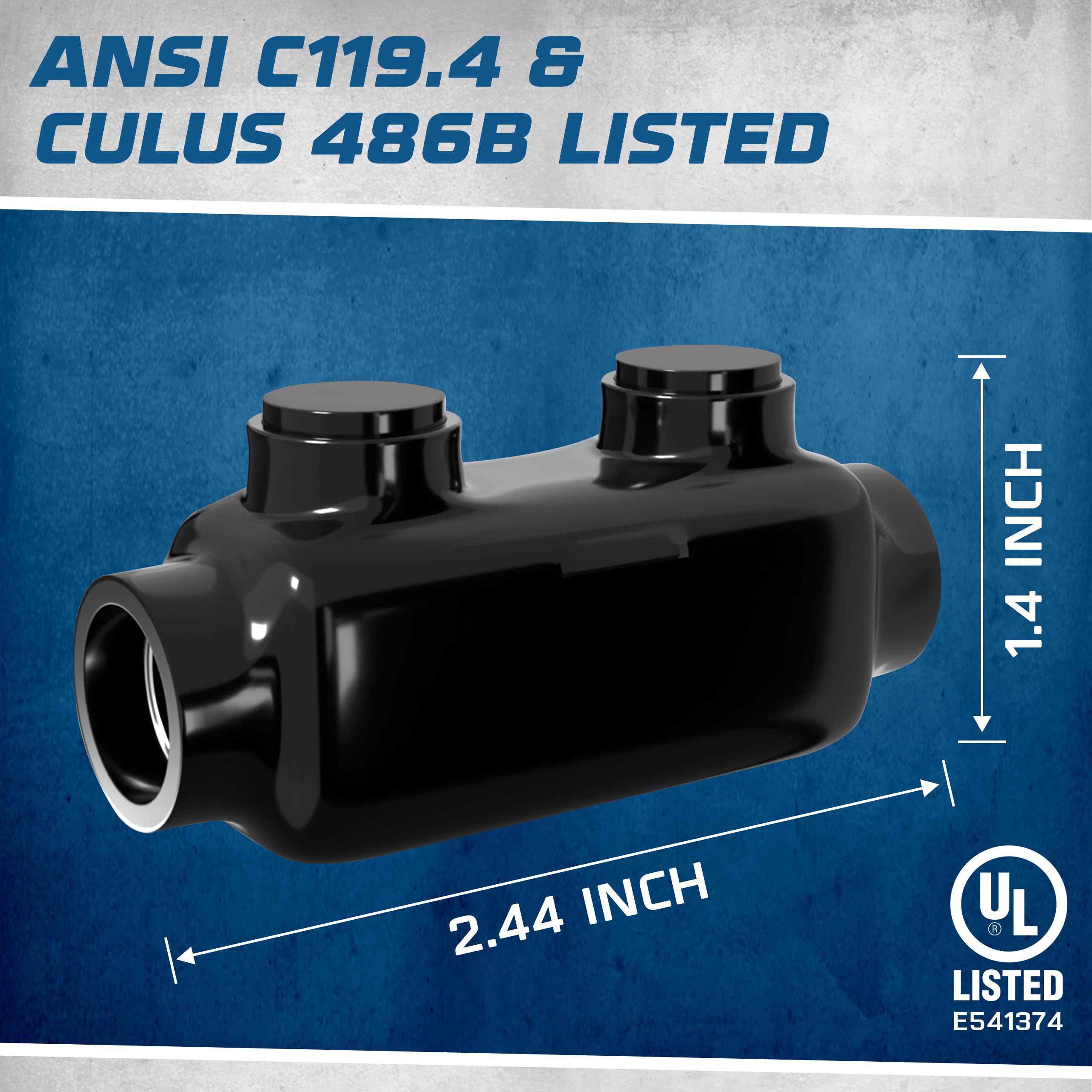 OHLECTRIC Insulated Wire Connector - Inline Black Splice for 2-14 AWG Wire Range with 5/32