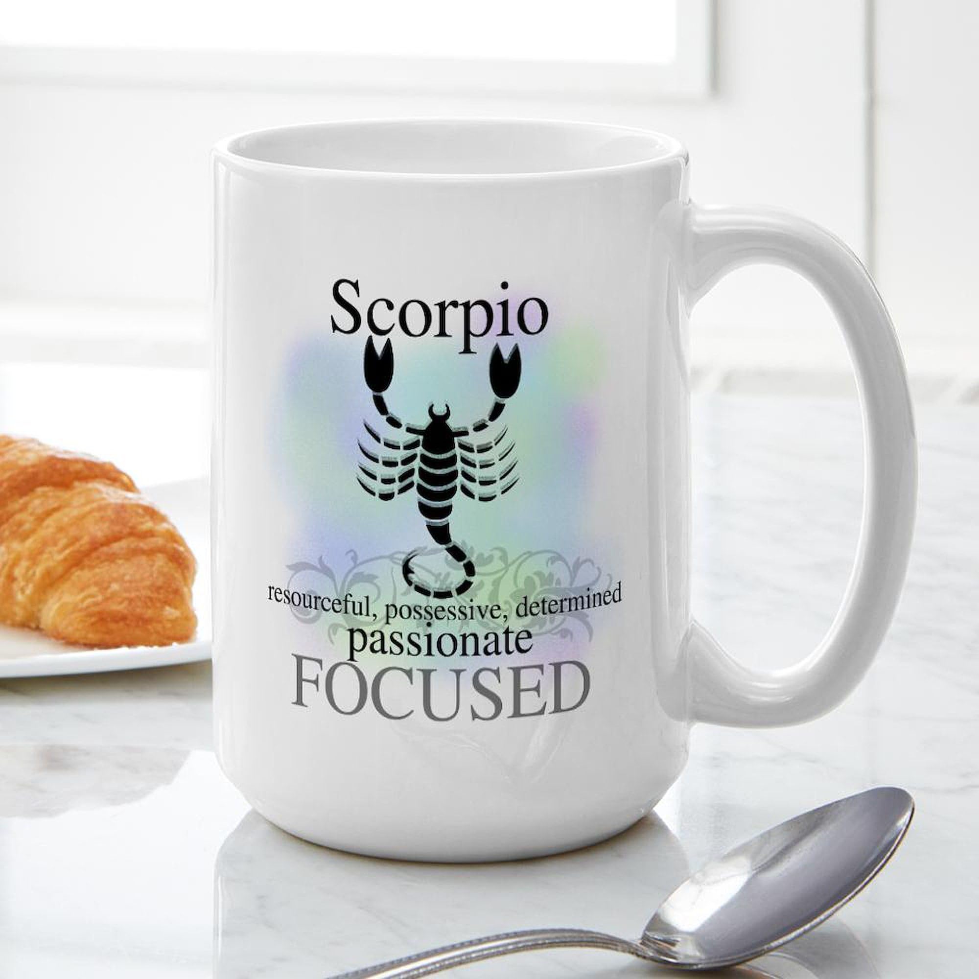 Scorpio The Scorpion 15 oz Large Coffee Mug - White Ceramic Cup for Tea, Hot Chocolate & Coffee - Perfect for Home, Office & Gifts