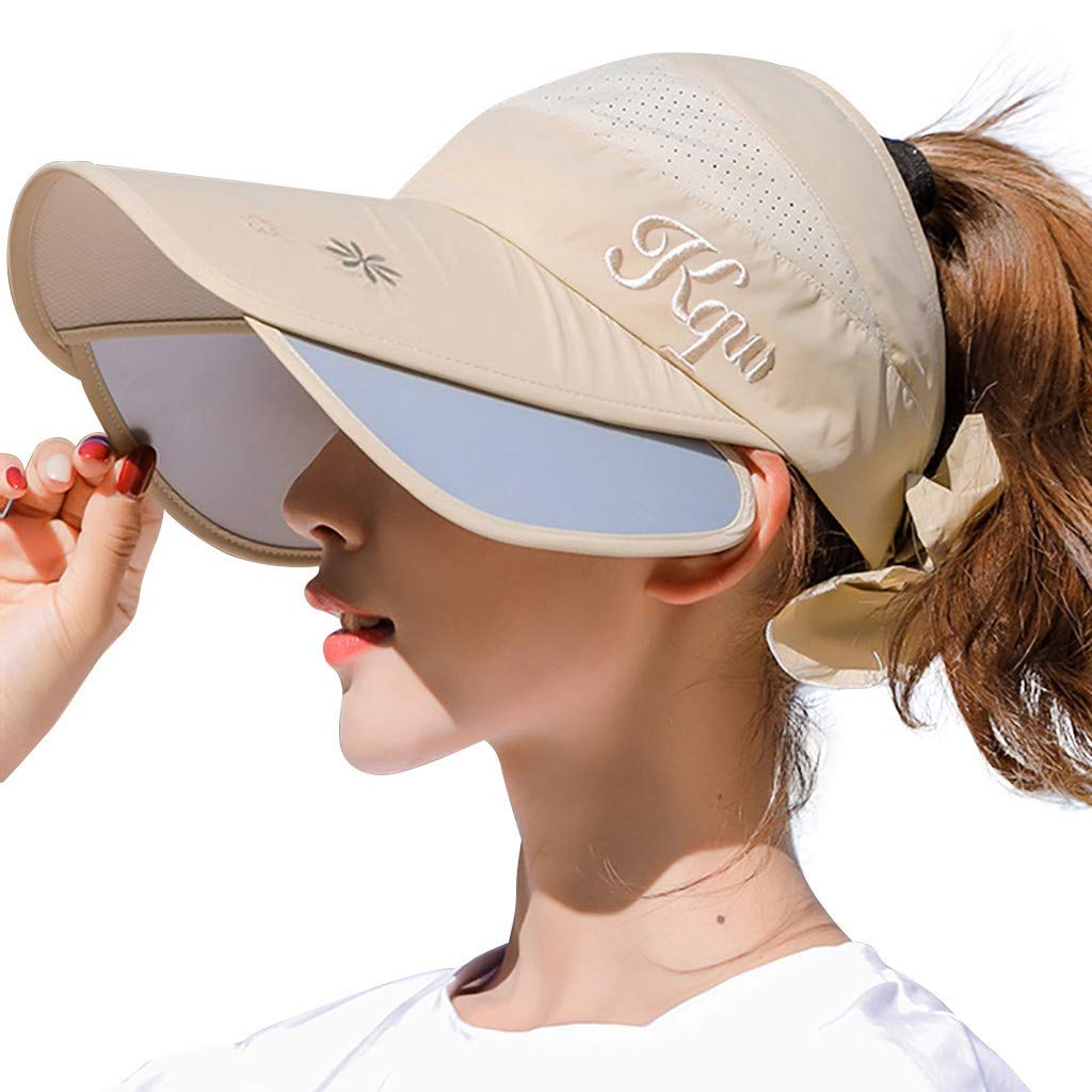 Women's Lightweight Quick-Dry Sun Visor Beach Hat - UV Protection Summer Sports Cap for Outdoor Activities, Baseball, Golf & Travel