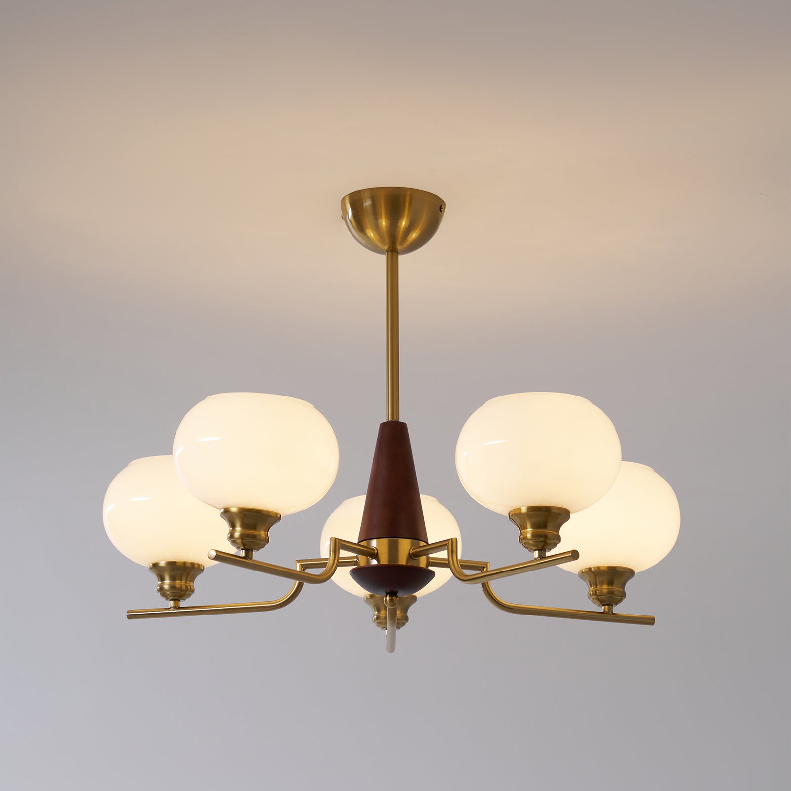 Celeste Sphere Walnut Wood Chandelier - Modern Handcrafted Wooden Ceiling Light Fixture for Dining Room, Bedroom, Living Room Decor