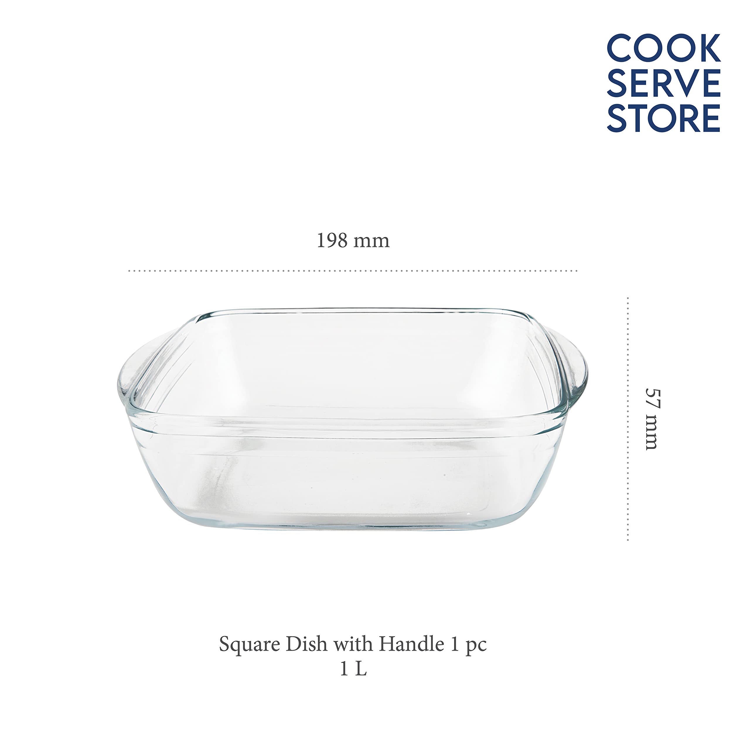 La Opala 100% Borosilicate Glass Baking Dish with Handle - 1L Square Oven & Microwave Safe Bakeware Set - Freezer & Dishwasher Safe Transparent Serving Dish for Casseroles, Lasagna & Desserts - Perfect for Family Dinners & Holiday Entertaining