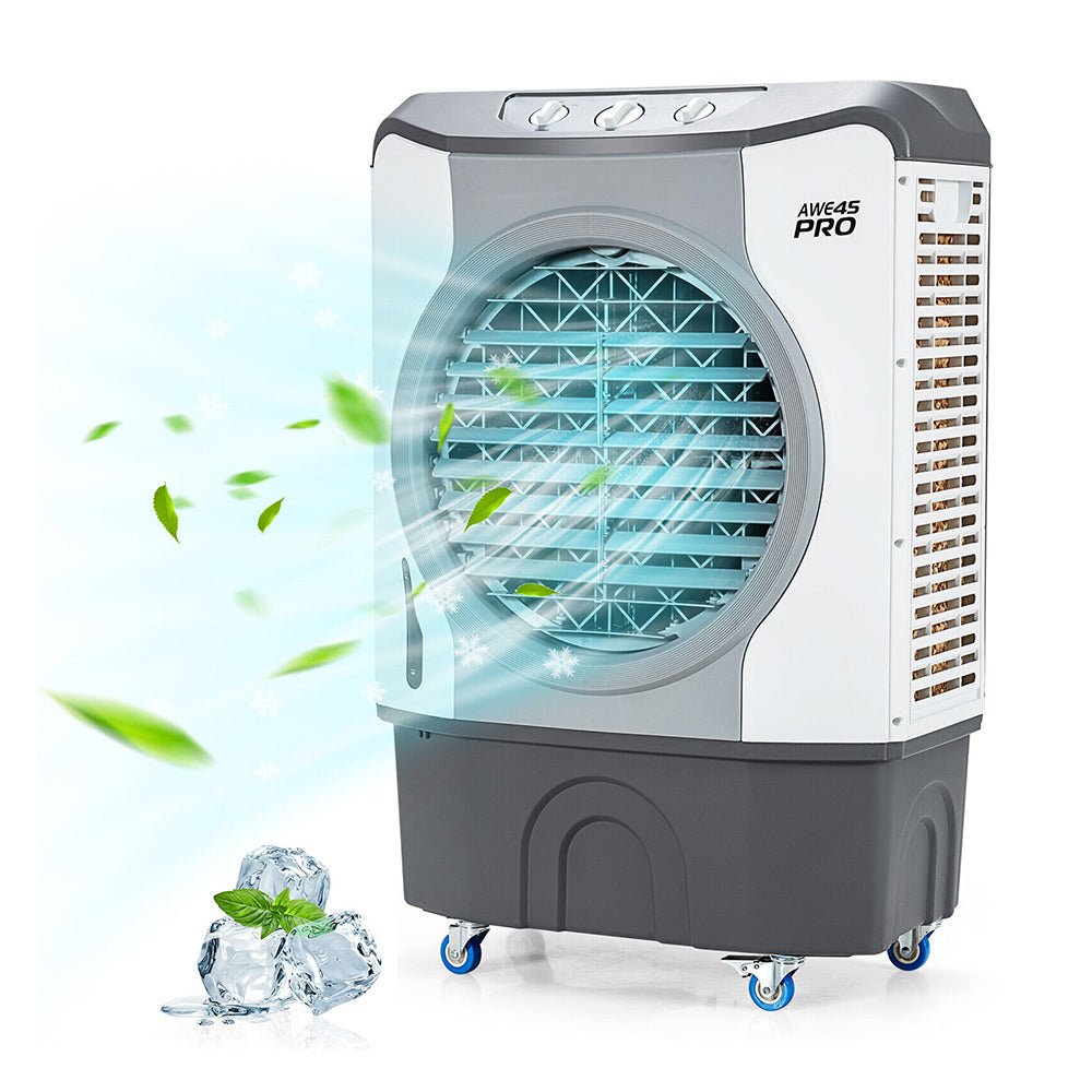 4-in-1 Portable Evaporative Air Cooler Fan - 9740 CFM High Capacity Cooling for Indoor & Outdoor Use - Perfect for Home, Office, Patio, and Garage