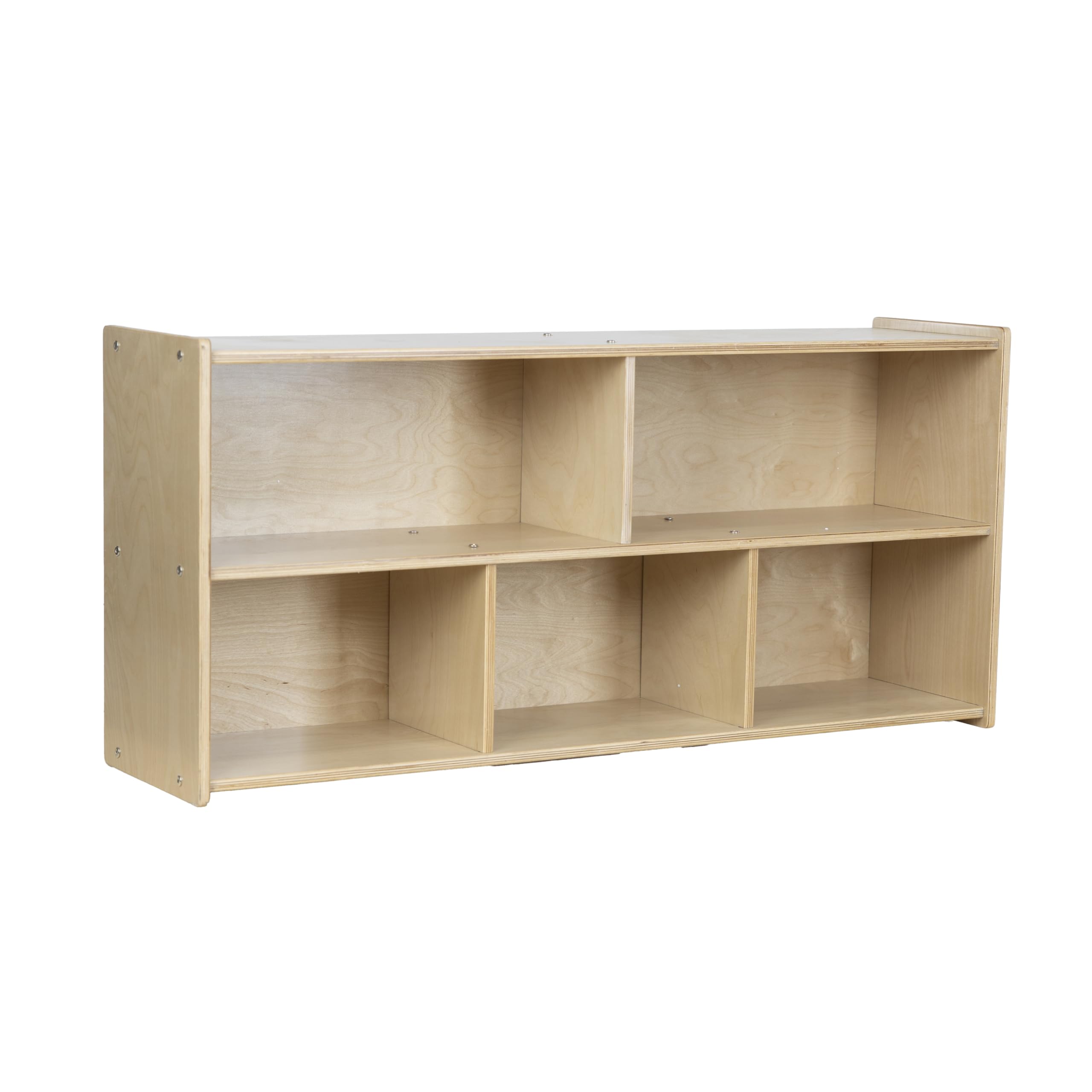 Montessori Classroom Storage Shelves - 5-Cubby Organizer Unit, Natural Birch Plywood Toy Shelf for Preschool, Playroom & Homeschool (22