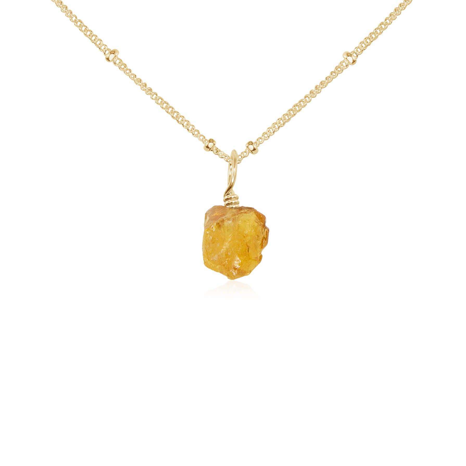 Natural Raw Citrine Pendant Necklace - Dainty Healing Crystal Jewelry for Women - Perfect for Meditation, Energy Healing & Everyday Wear