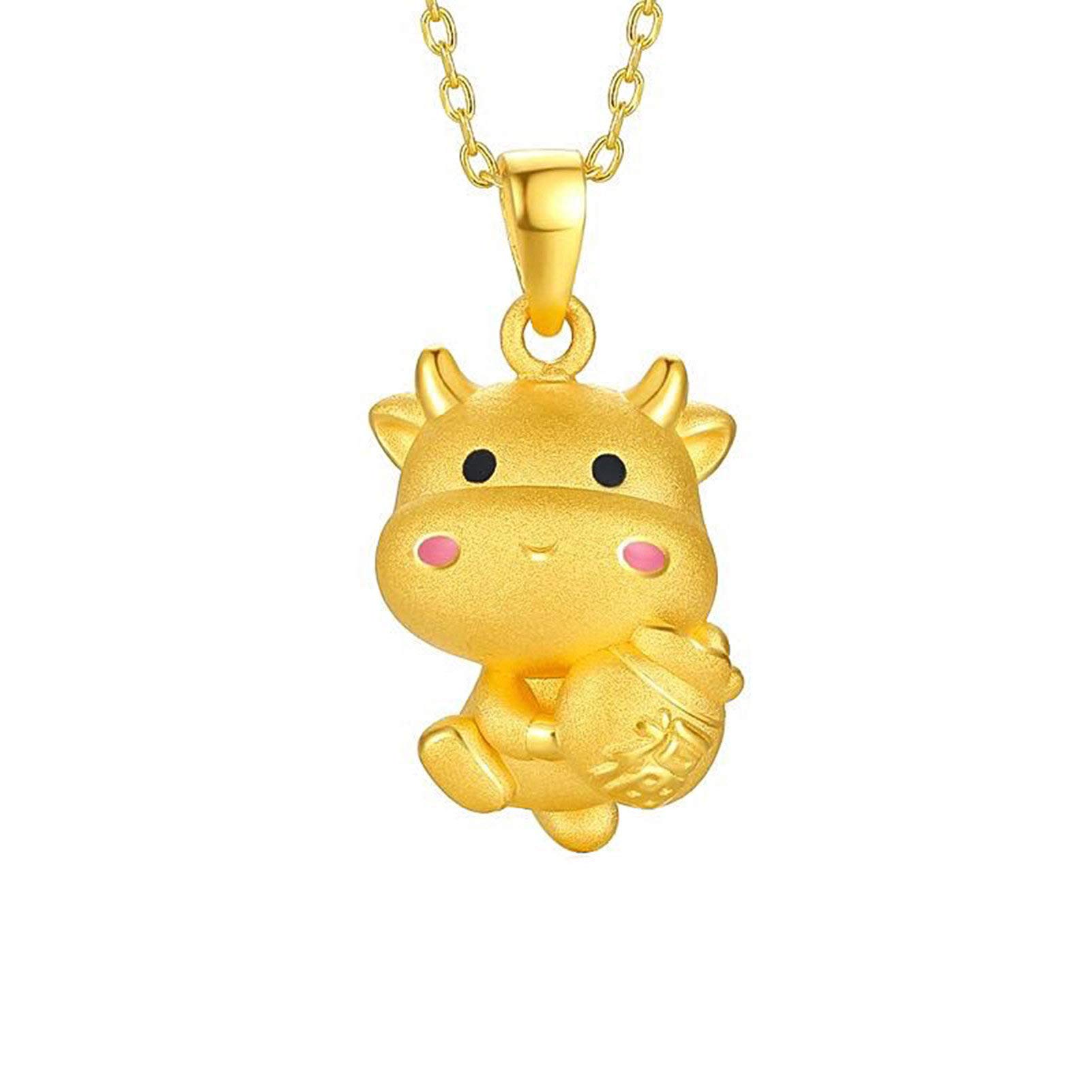 CollectVoice Zodiac Cow Pendant Necklace - Brass Lucky Charm Jewelry for Travel & Everyday Wear | Perfect Gift for Women & Girls