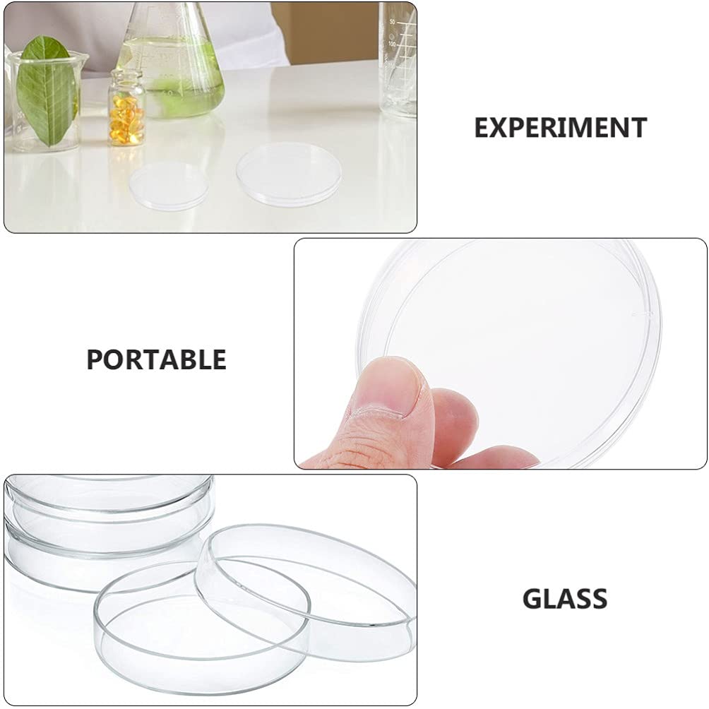 5pcs High Borosilicate Glass Petri Dishes with Lids - 90mm Diameter for Cell Culture, Microbiology, School Science Projects & Lab Experiments - Ideal for Bacteria Growth, Plant Tissue Studies & Classroom STEM Activities