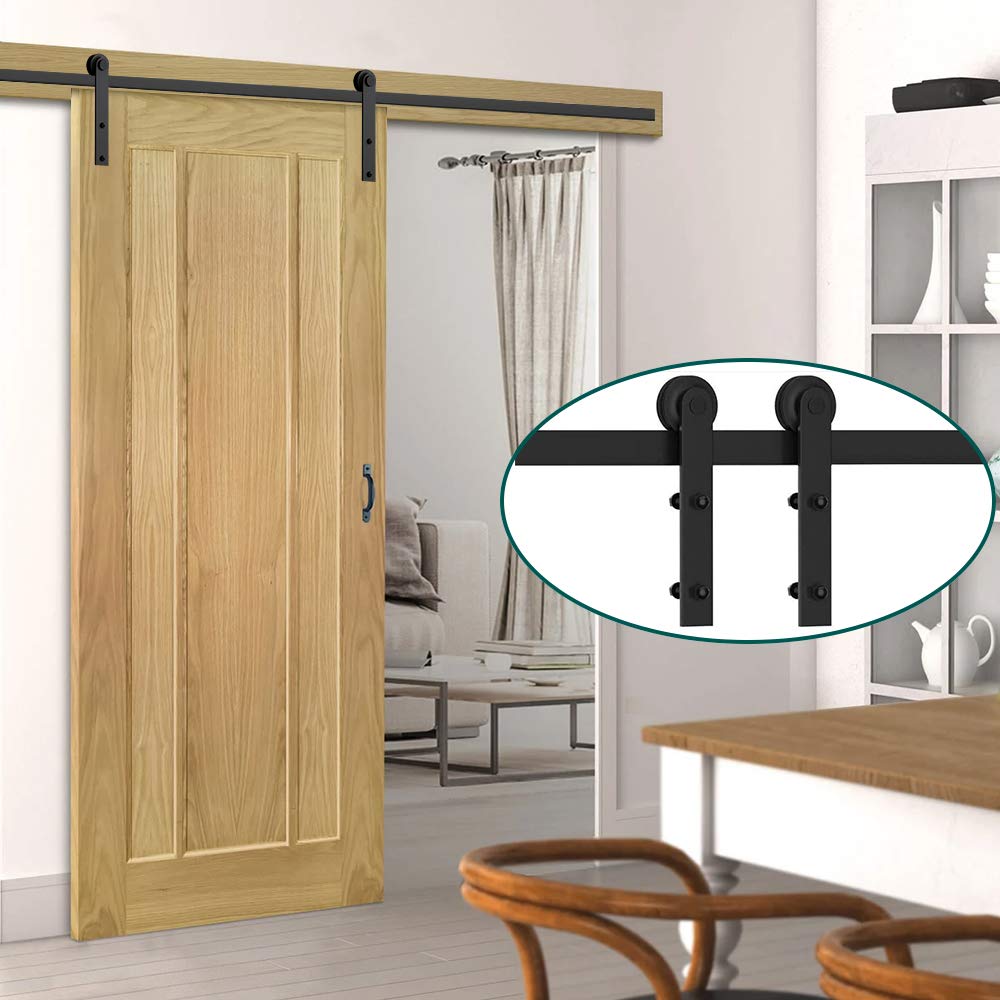 Haccer 13.6FT Sliding Barn Door Hardware Kit - Black Single Door Track System for Home & Office | Rustic Style Interior Design Solution