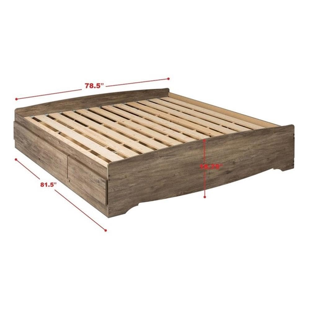 Home Square 3-Piece King Bedroom Set with Storage Platform Bed & 2 Nightstands with 3 Drawers - Perfect for Master Bedroom Organization & Space Saving