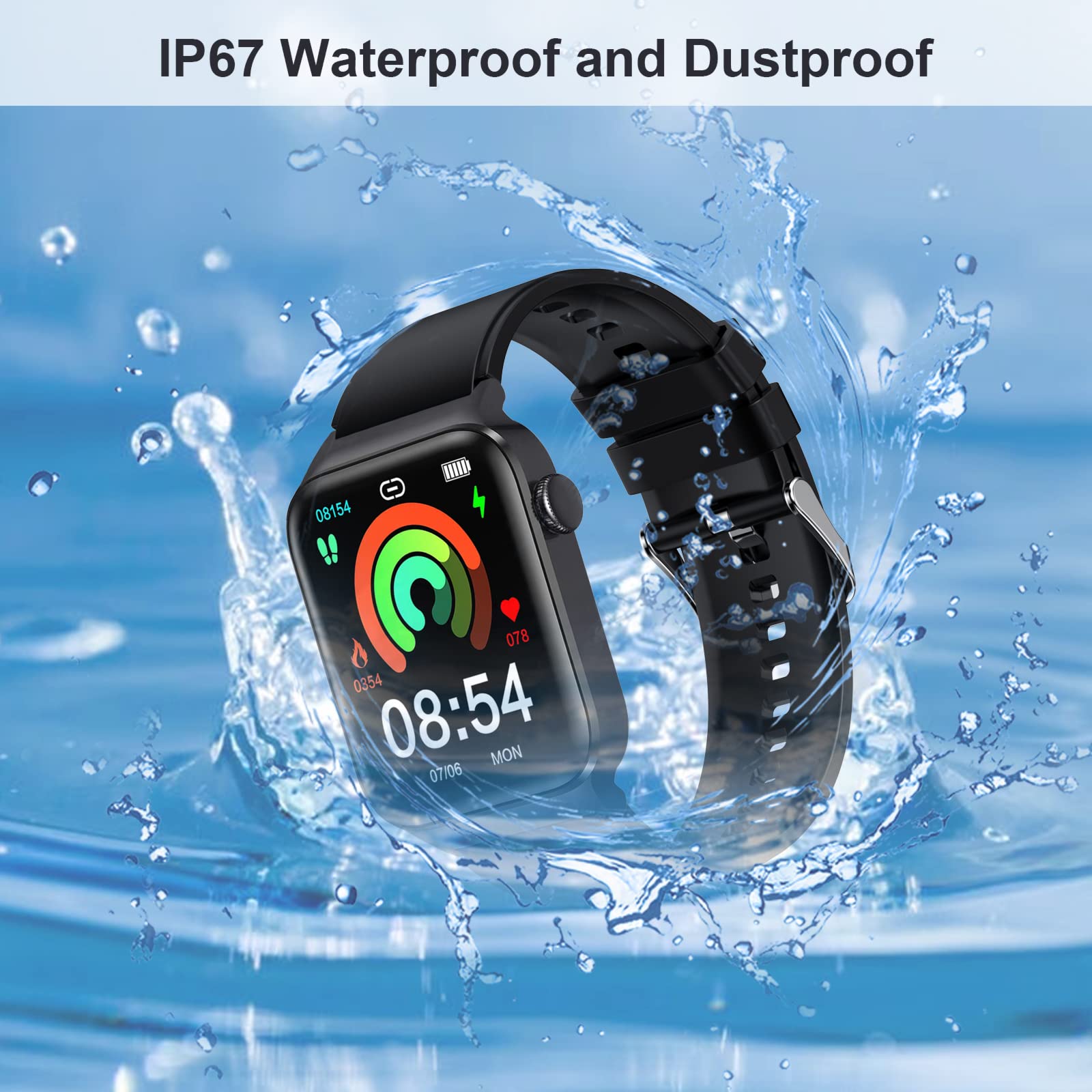 Smart Fitness Watch with Heart Rate Monitor for Men & Women - IP67 Waterproof for Sports & Daily Use